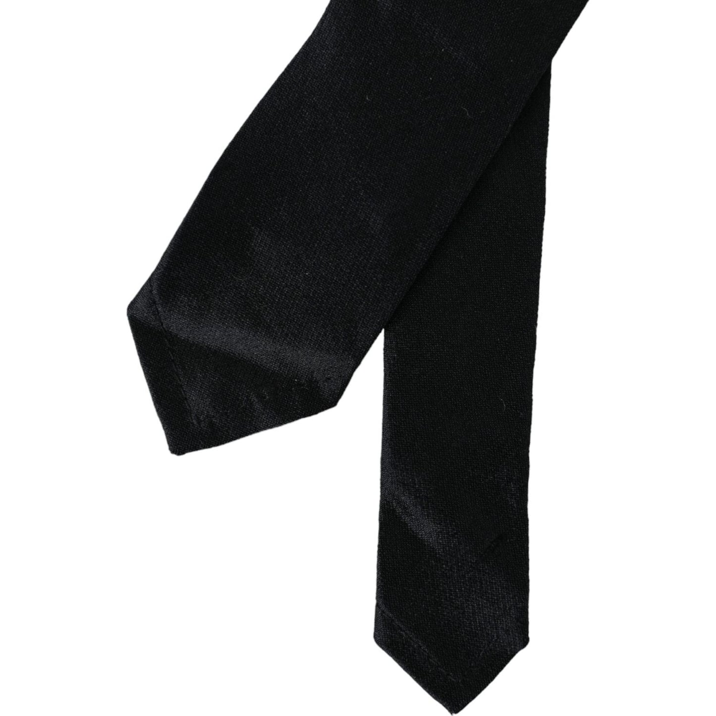 Dolce & Gabbana Black Solid 100% Silk Adjustable Tie Dolce & Gabbana Black