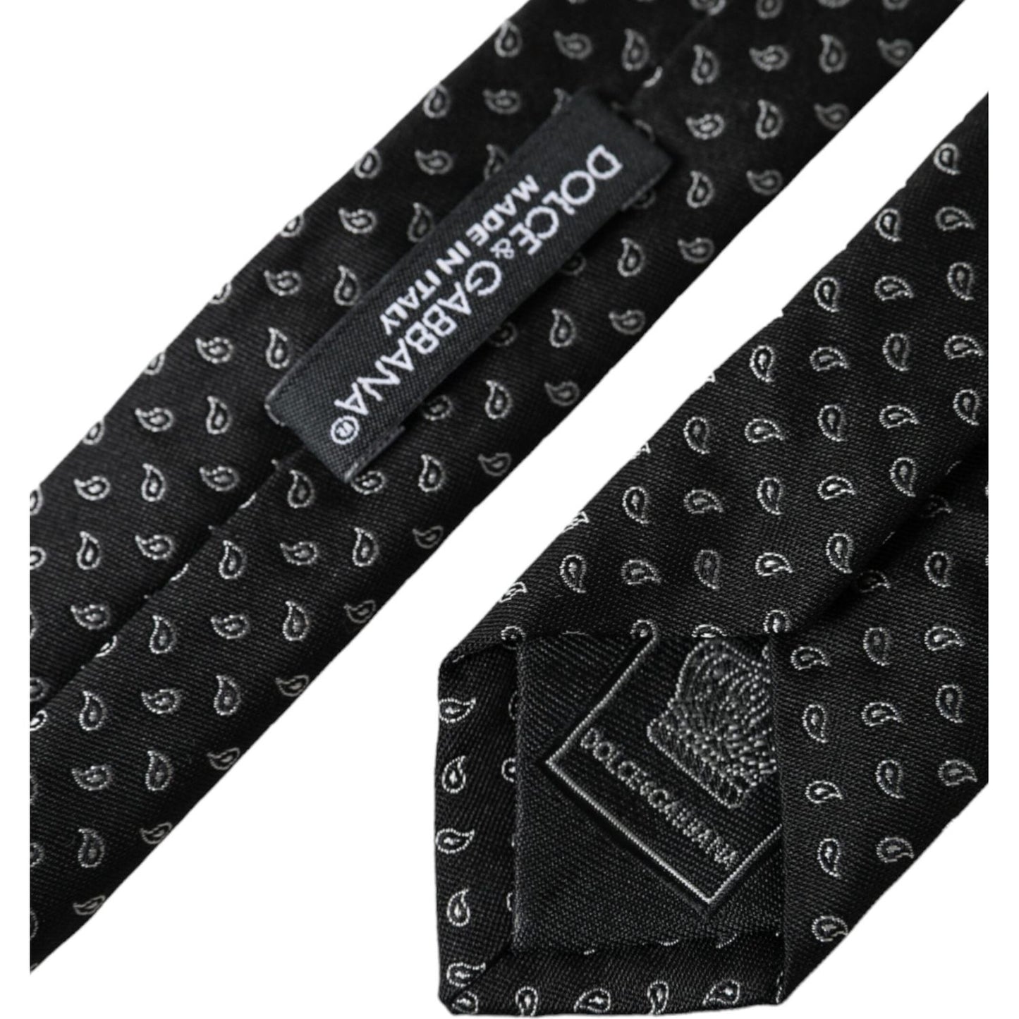 Dolce & Gabbana Black Jacquard Patterned Silk Adjustable Men Tie Dolce & Gabbana Black