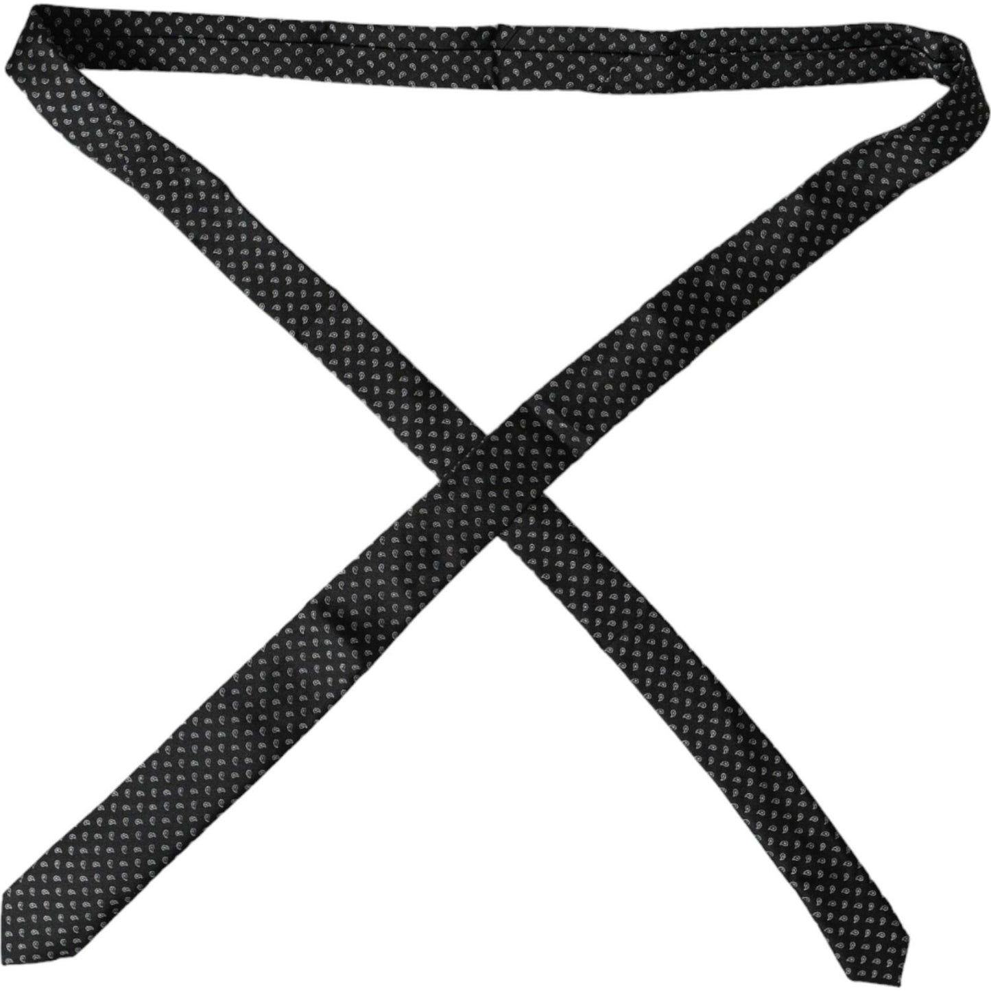 Dolce & Gabbana Black Jacquard Patterned Silk Adjustable Men Tie Dolce & Gabbana Dark Slate Gray