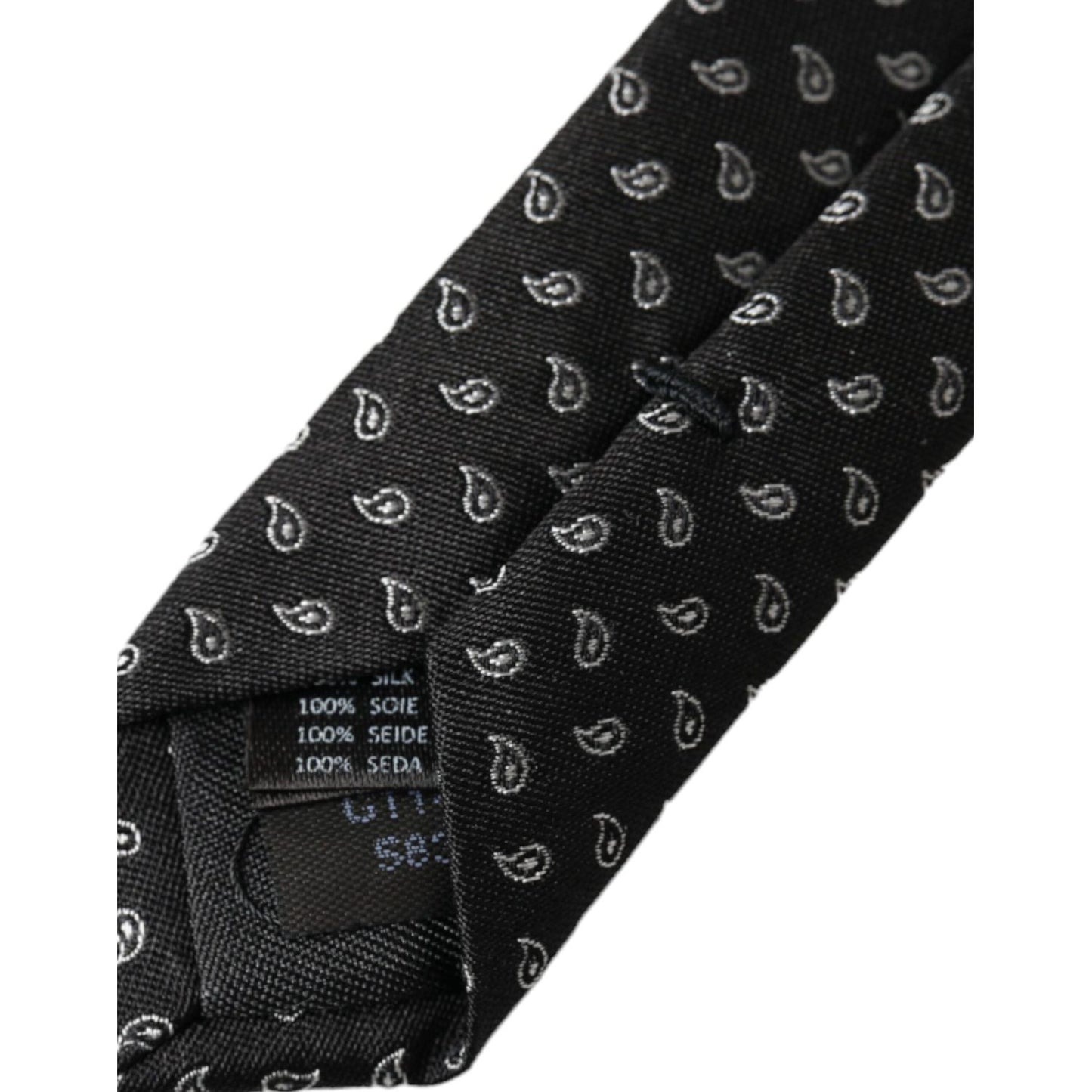 Dolce & Gabbana Black Jacquard Patterned Silk Adjustable Men Tie Dolce & Gabbana Black