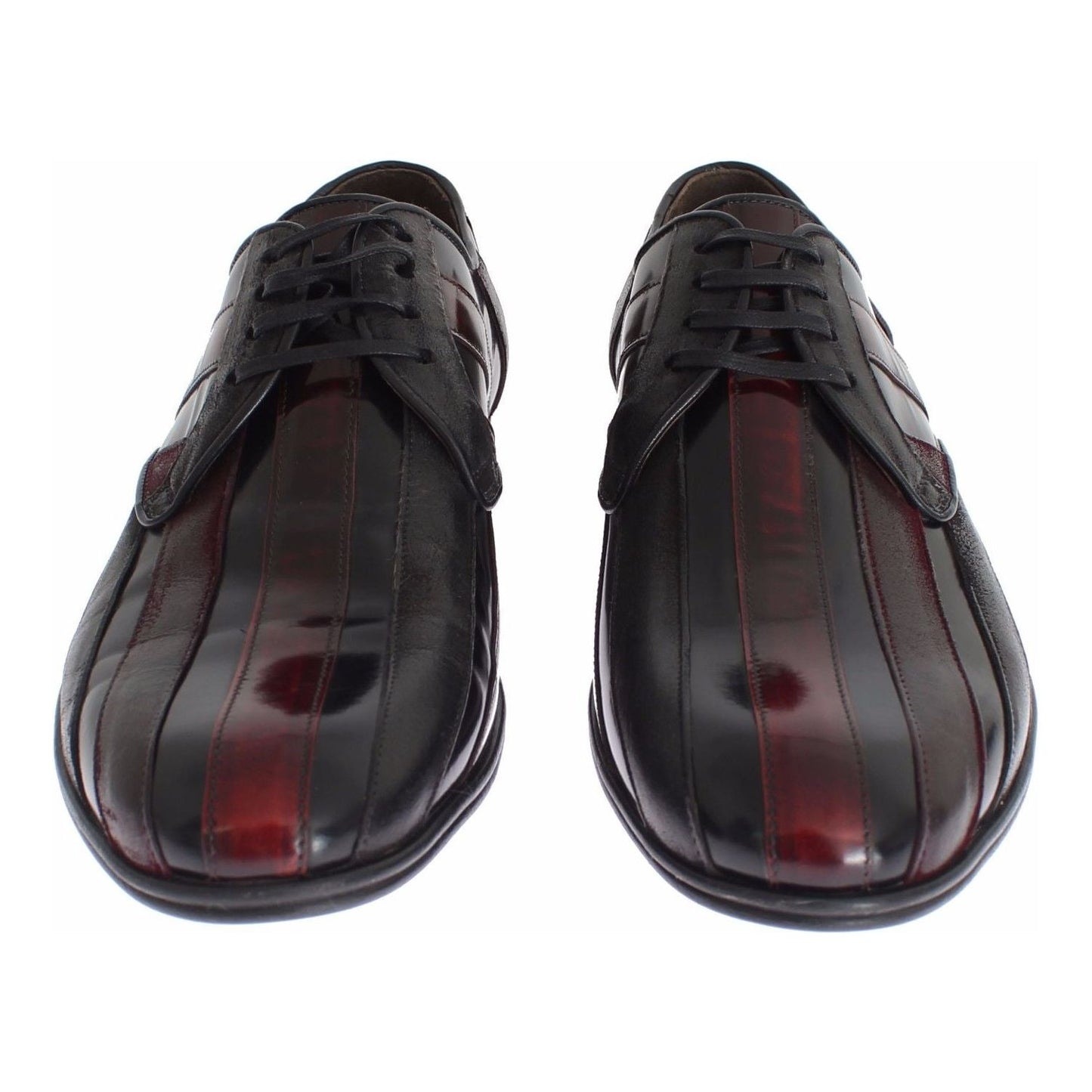 Dolce & Gabbana Elegant Black Bordeaux Striped Leather Dress Shoes Dress Shoes Dolce & Gabbana Dark Slate Gray