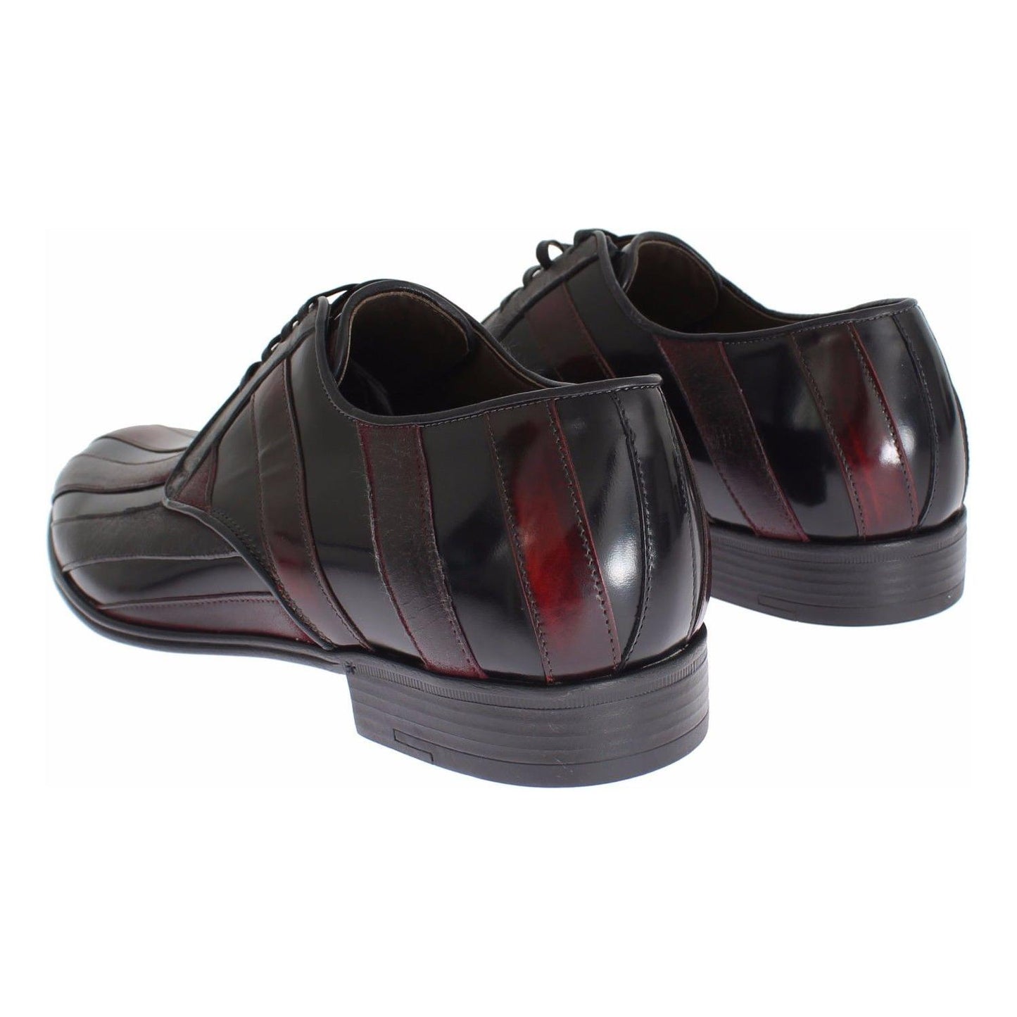 Dolce & Gabbana Elegant Black Bordeaux Striped Leather Dress Shoes Dress Shoes Dolce & Gabbana Dark Slate Gray