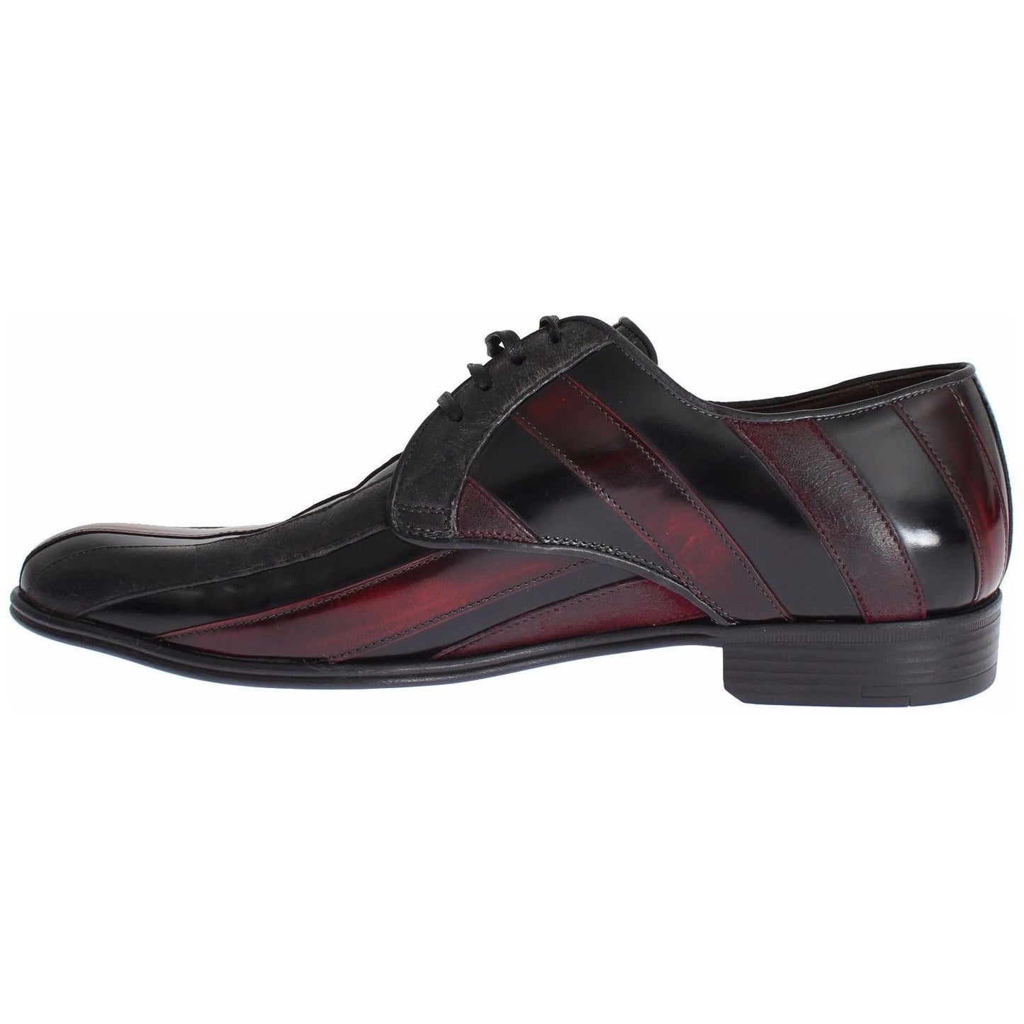 Dolce & Gabbana Elegant Black Bordeaux Striped Leather Dress Shoes Dress Shoes Dolce & Gabbana Dark Slate Gray