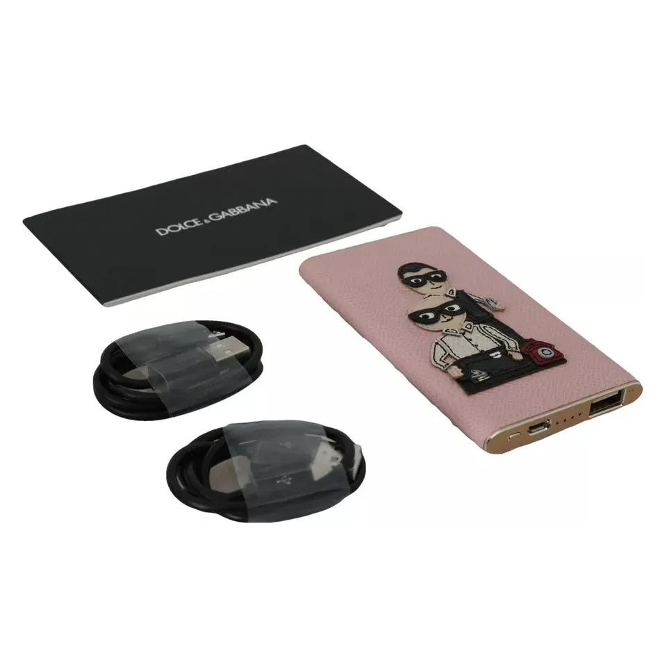 Dolce & Gabbana Chic Pink Leather Power Bank Dolce & Gabbana Rosy Brown