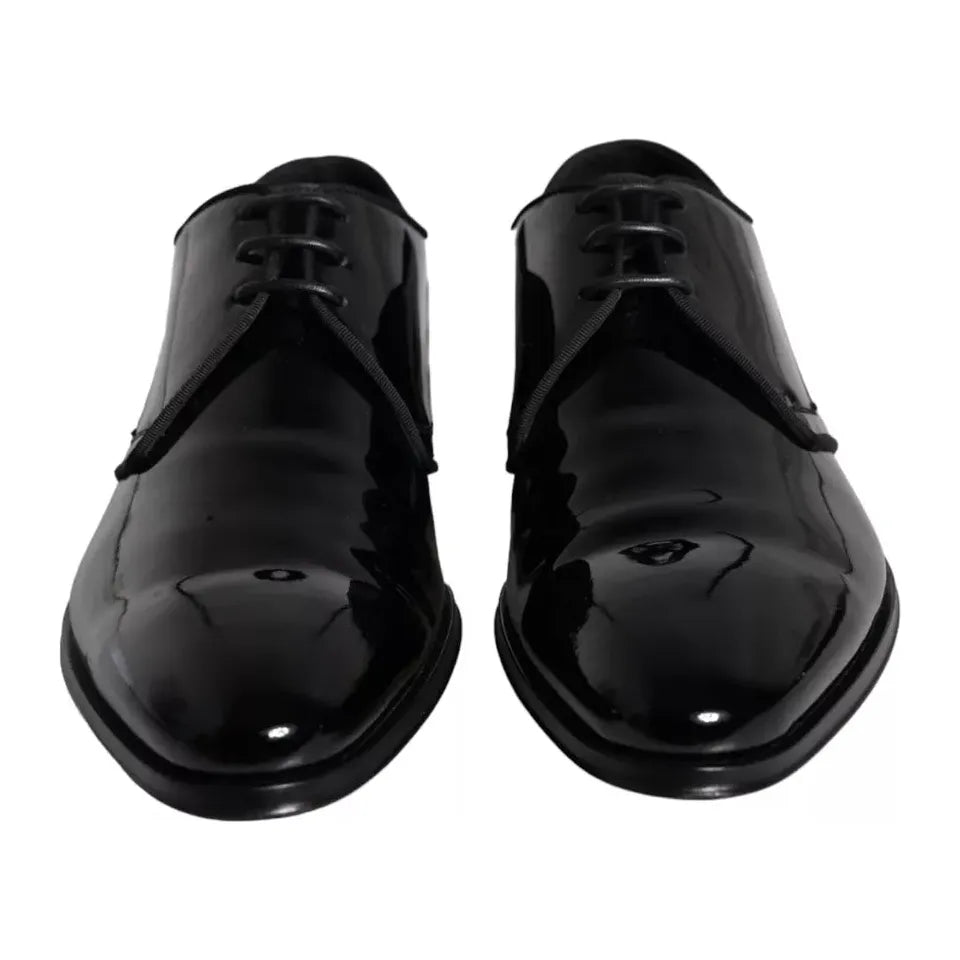 Dolce & Gabbana Black Calfskin Leather Derby Men Dress Shoes Dolce & Gabbana Black