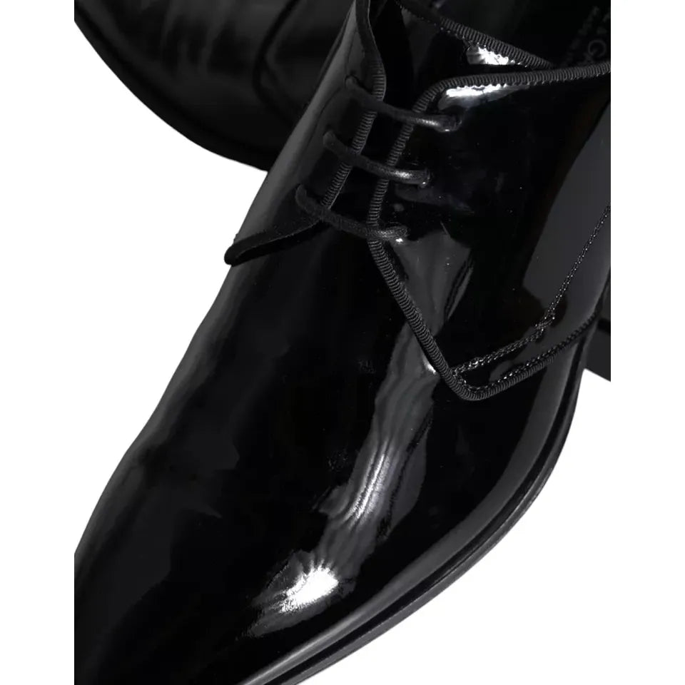 Dolce & Gabbana Black Calfskin Leather Derby Men Dress Shoes Dolce & Gabbana Black