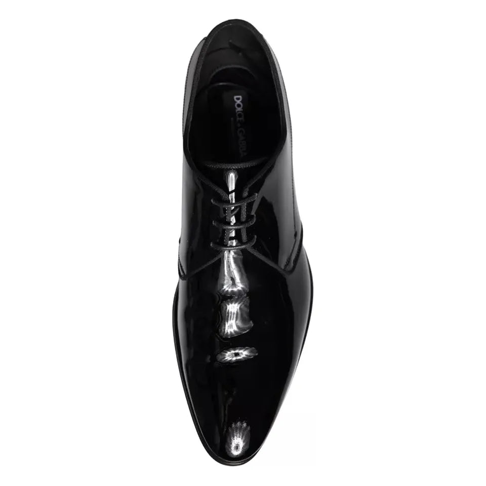 Dolce & Gabbana Black Calfskin Leather Derby Men Dress Shoes Dolce & Gabbana Black
