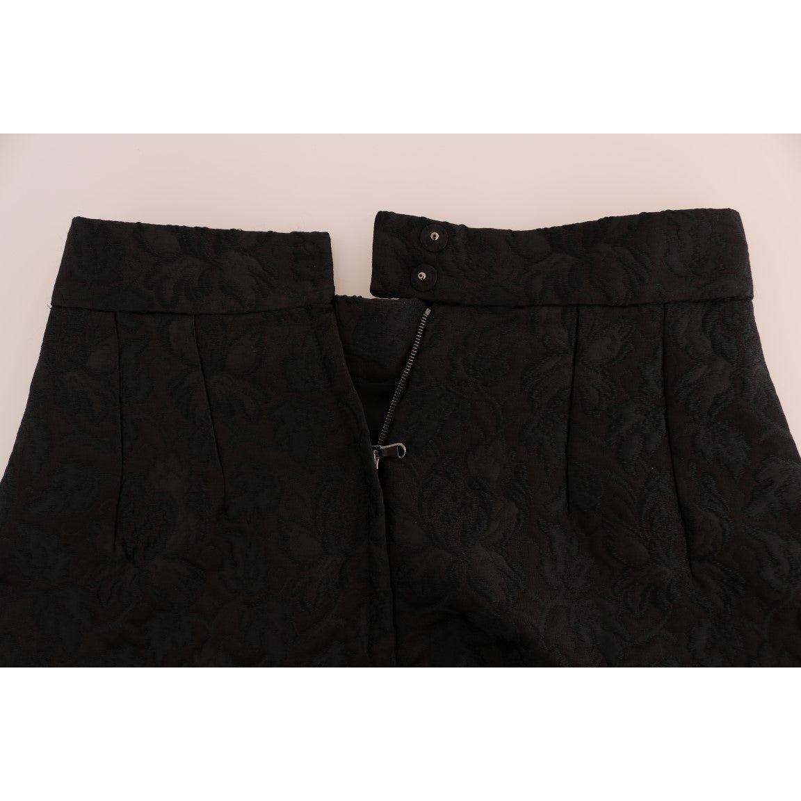Dolce & Gabbana Elegant Black Floral Jacquard A-Line Skirt Dolce & Gabbana Light Gray