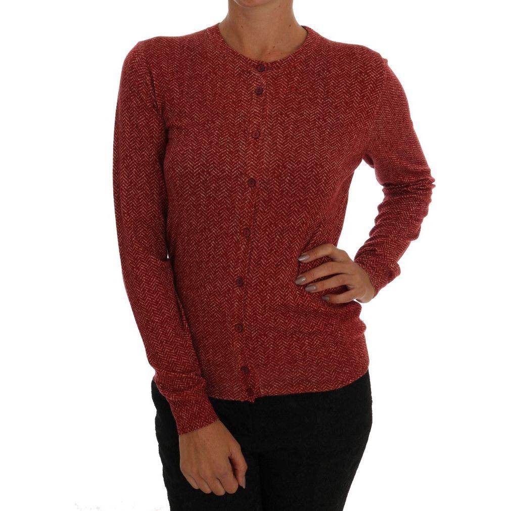 Dolce & Gabbana Red Wool Cardigan Sweater Dolce & Gabbana Saddle Brown