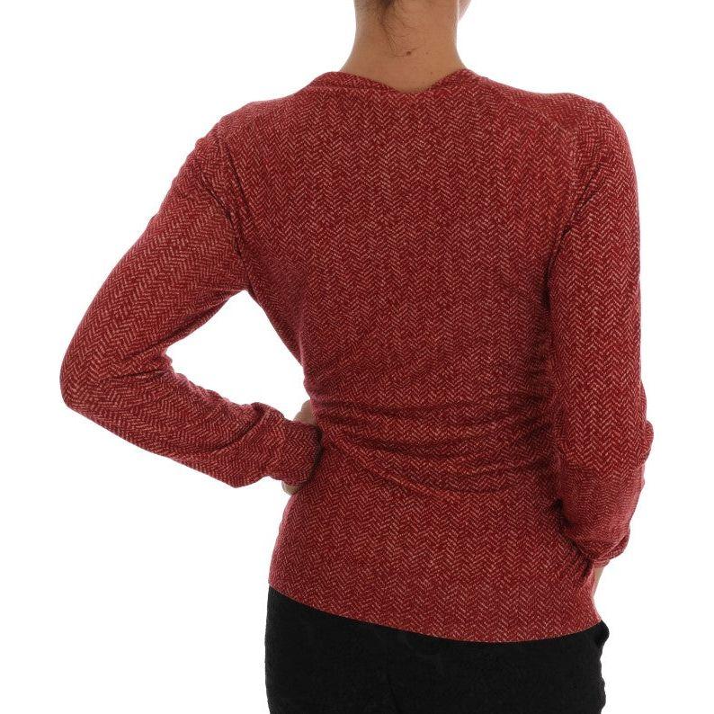 Dolce & Gabbana Red Wool Cardigan Sweater Dolce & Gabbana Saddle Brown