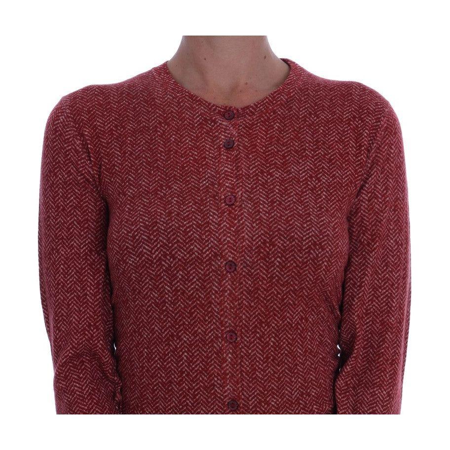 Dolce & Gabbana Red Wool Cardigan Sweater Dolce & Gabbana Saddle Brown