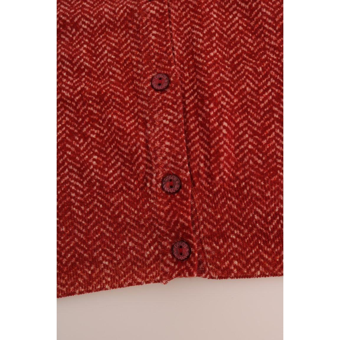 Dolce & Gabbana Red Wool Cardigan Sweater Dolce & Gabbana Dark Red