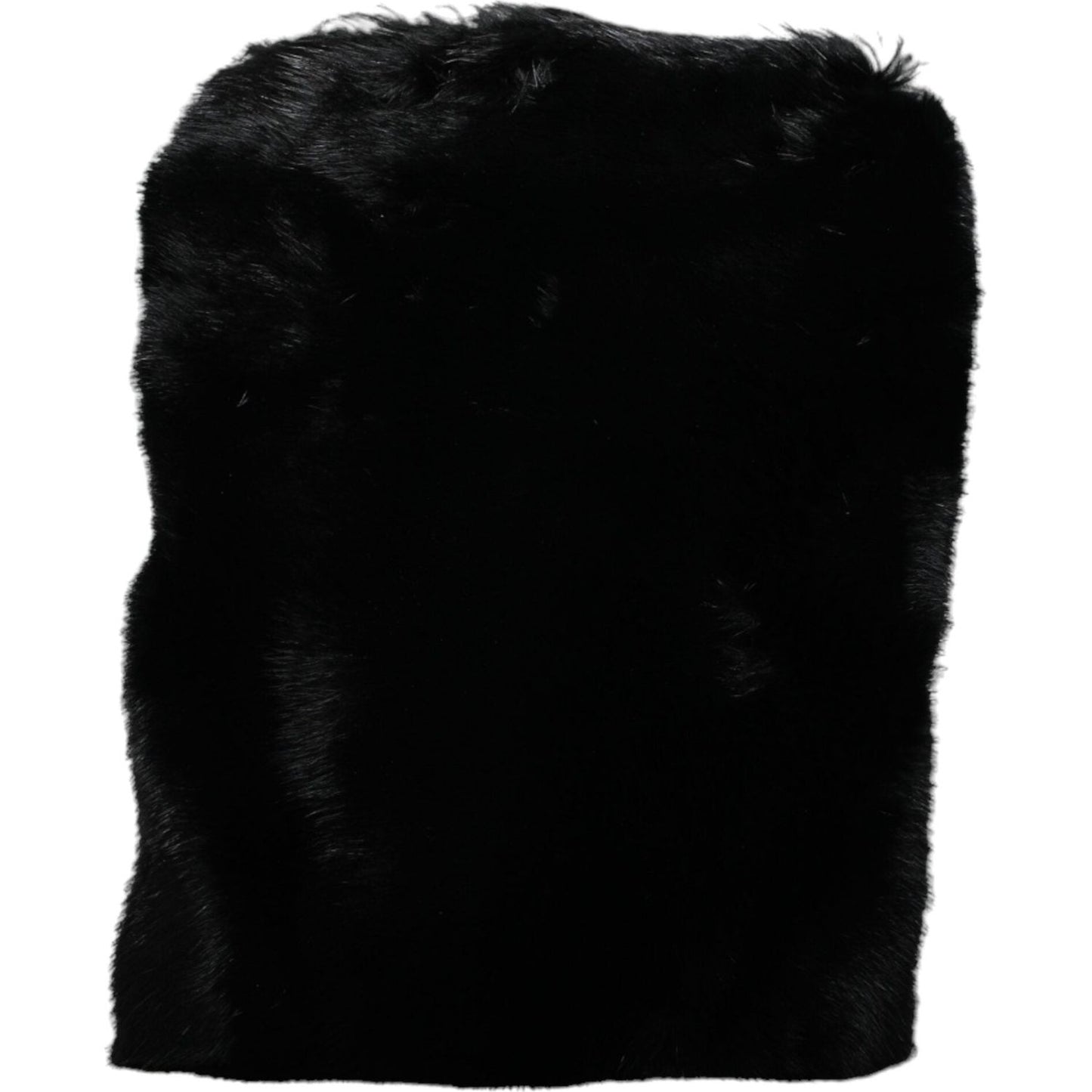 Dolce & Gabbana Black Faux Fur Silver Chain Crossbody Shoulder Purse Bag Dolce & Gabbana Black