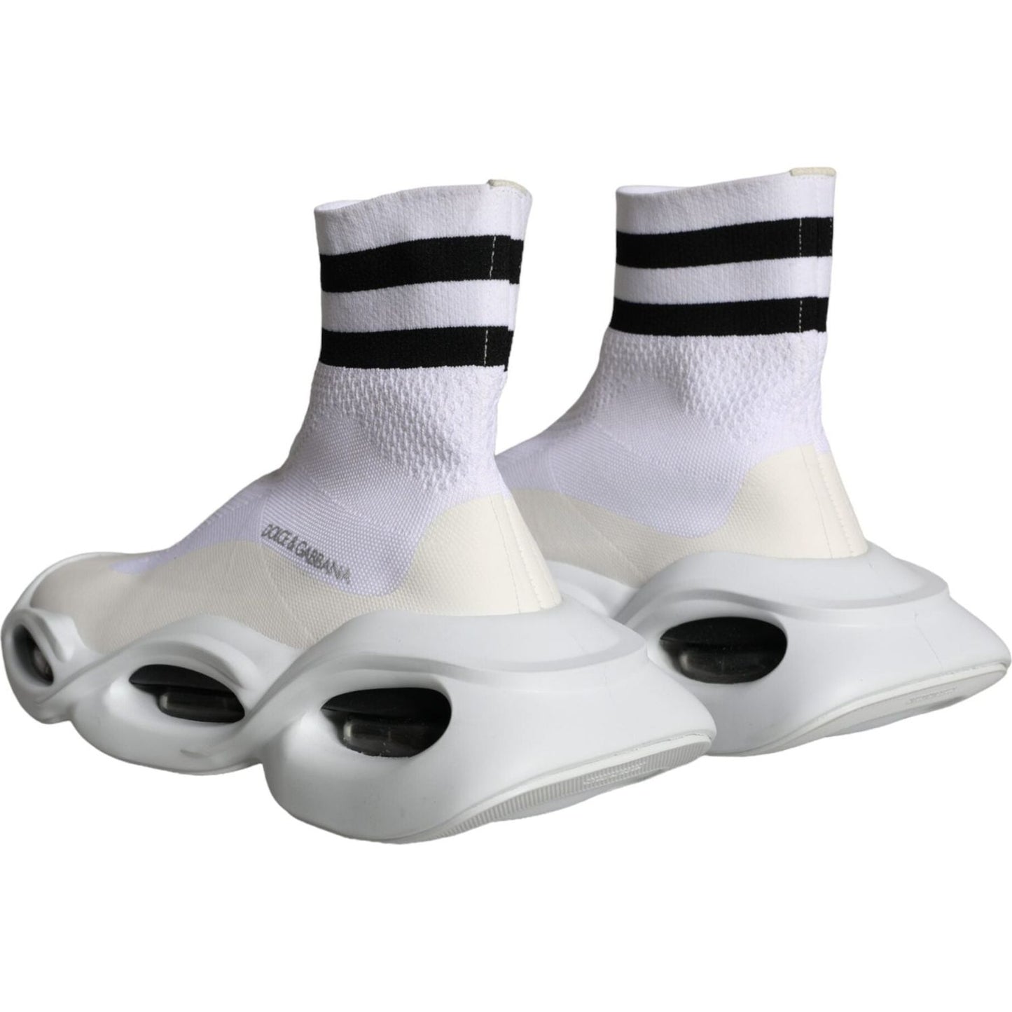 Dolce & Gabbana White Black Slip On Wave Socks Sneakers Shoes Dolce & Gabbana Gray