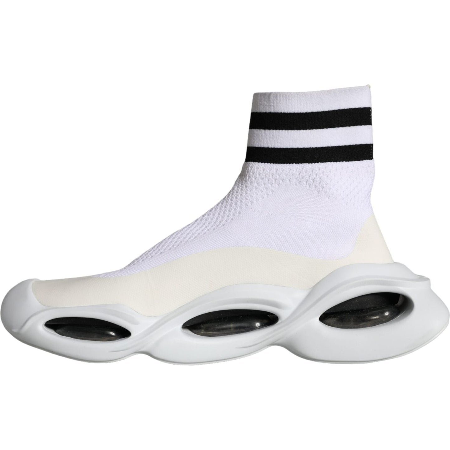 Dolce & Gabbana White Black Slip On Wave Socks Sneakers Shoes Dolce & Gabbana Light Gray