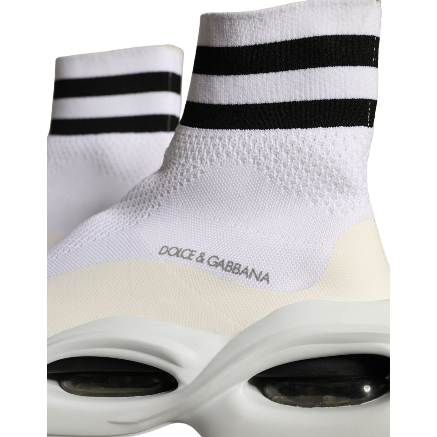 Dolce & Gabbana White Black Slip On Wave Socks Sneakers Shoes Dolce & Gabbana Light Gray