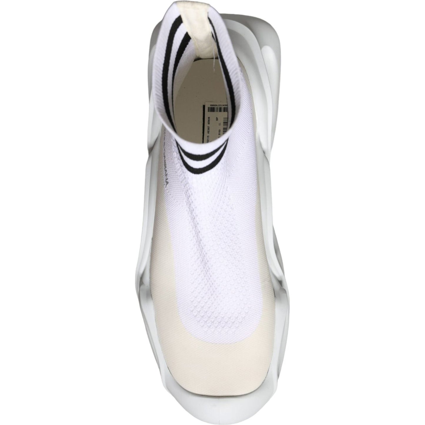 Dolce & Gabbana White Black Slip On Wave Socks Sneakers Shoes Dolce & Gabbana Light Gray