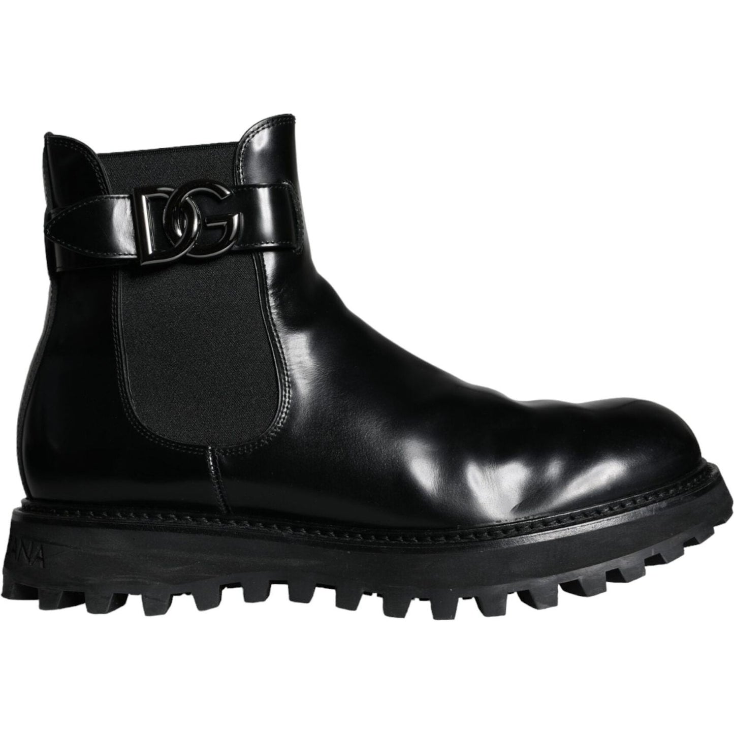 Dolce & Gabbana Black Belted DG Logo Men Chelsea Boots Shoes Dolce & Gabbana Black