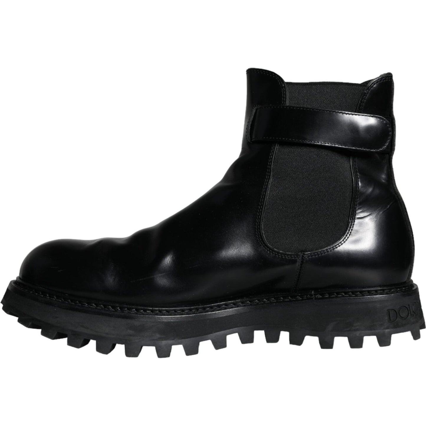 Dolce & Gabbana Black Belted DG Logo Men Chelsea Boots Shoes Dolce & Gabbana Black