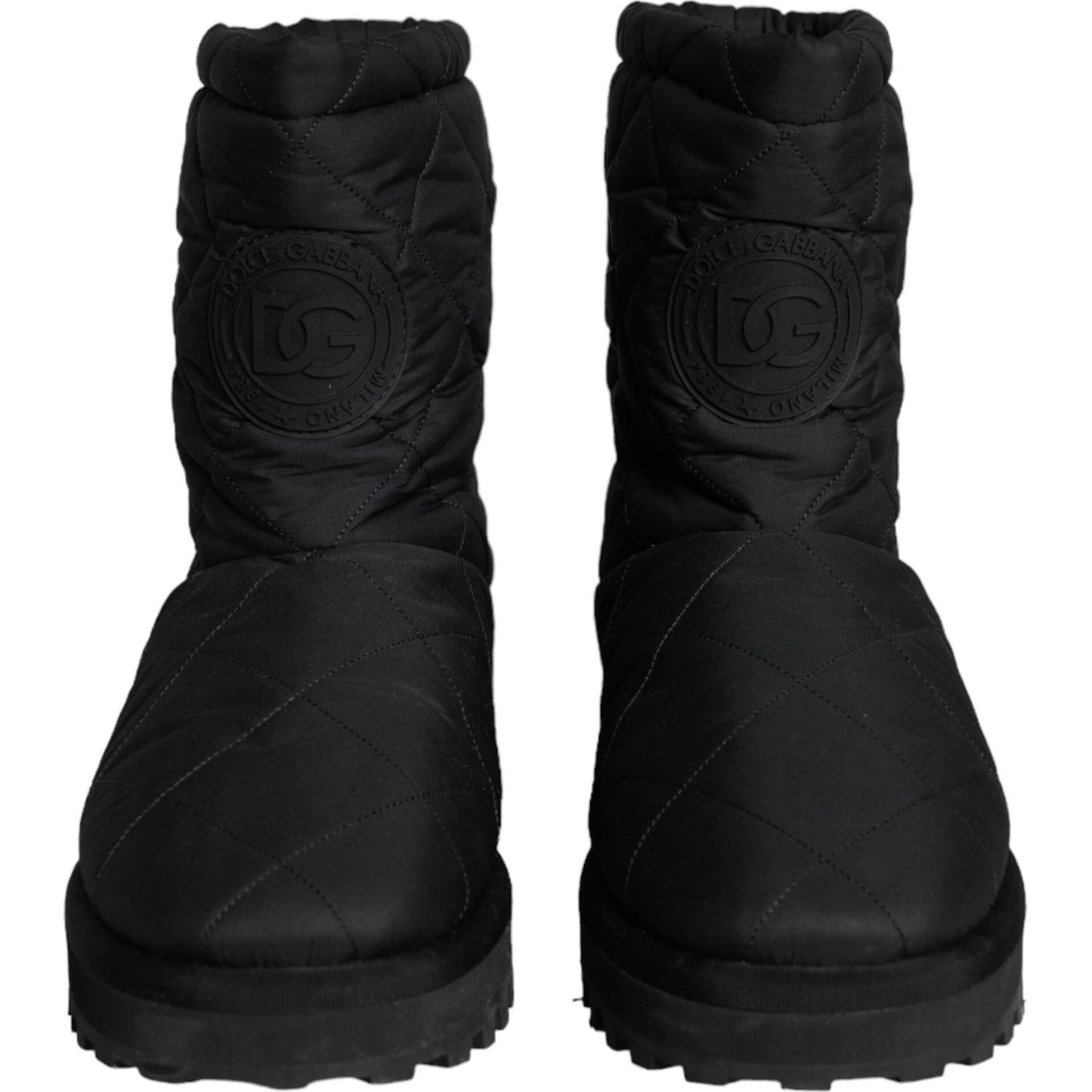 Dolce & Gabbana Black Nylon Padded Mid Calf Men Boots Shoes Dolce & Gabbana Black