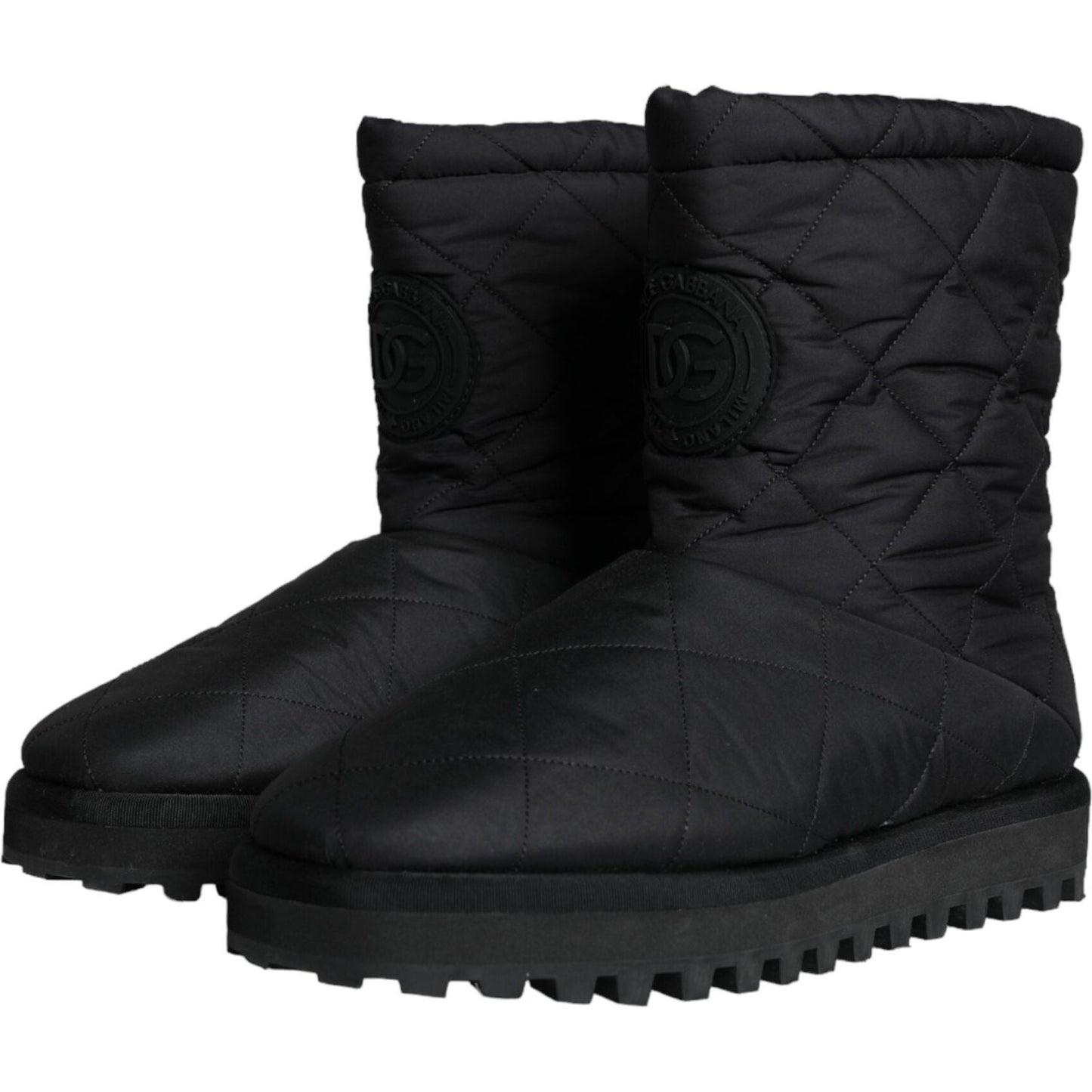 Dolce & Gabbana Black Nylon Padded Mid Calf Men Boots Shoes Dolce & Gabbana Black