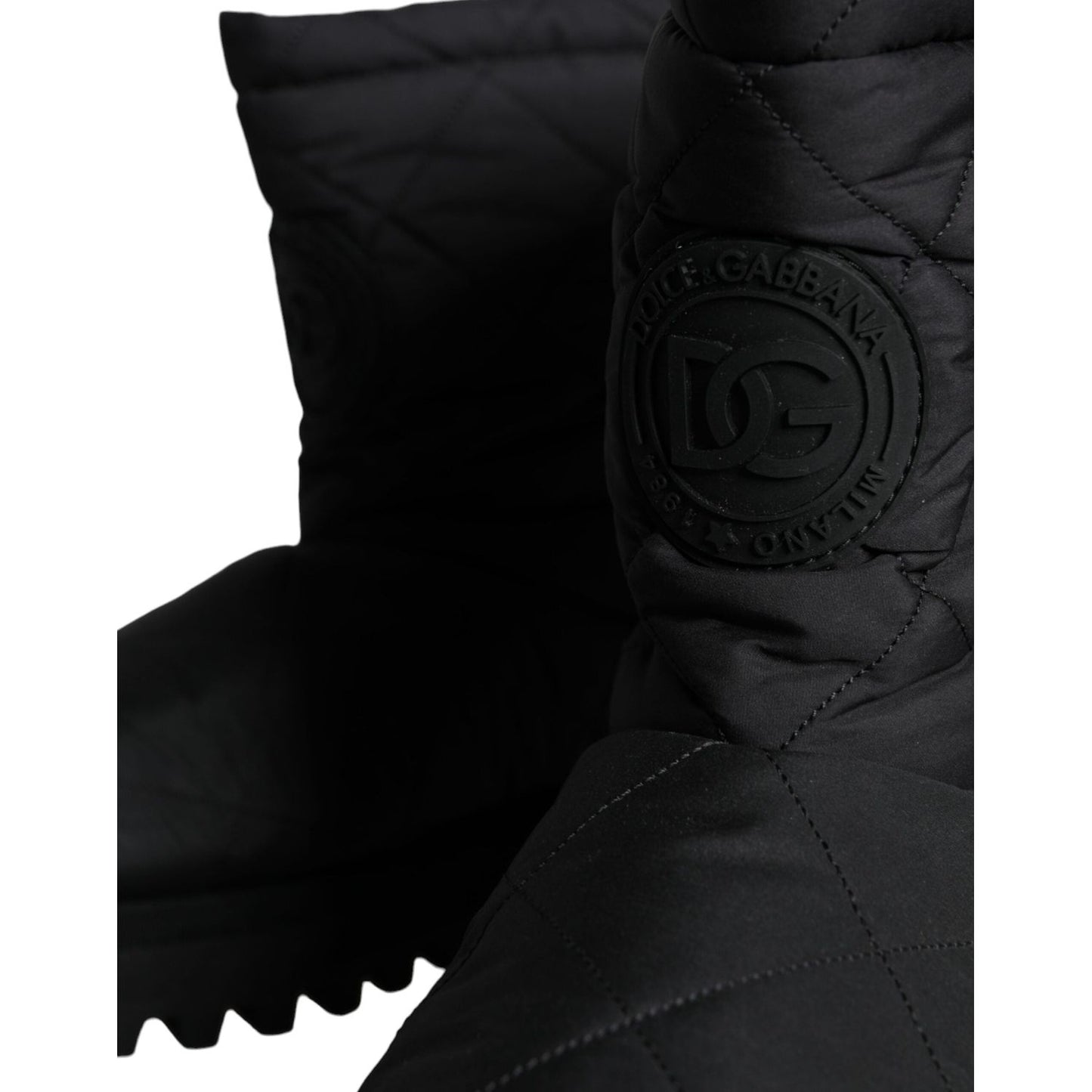 Dolce & Gabbana Black Nylon Padded Mid Calf Men Boots Shoes Dolce & Gabbana Black