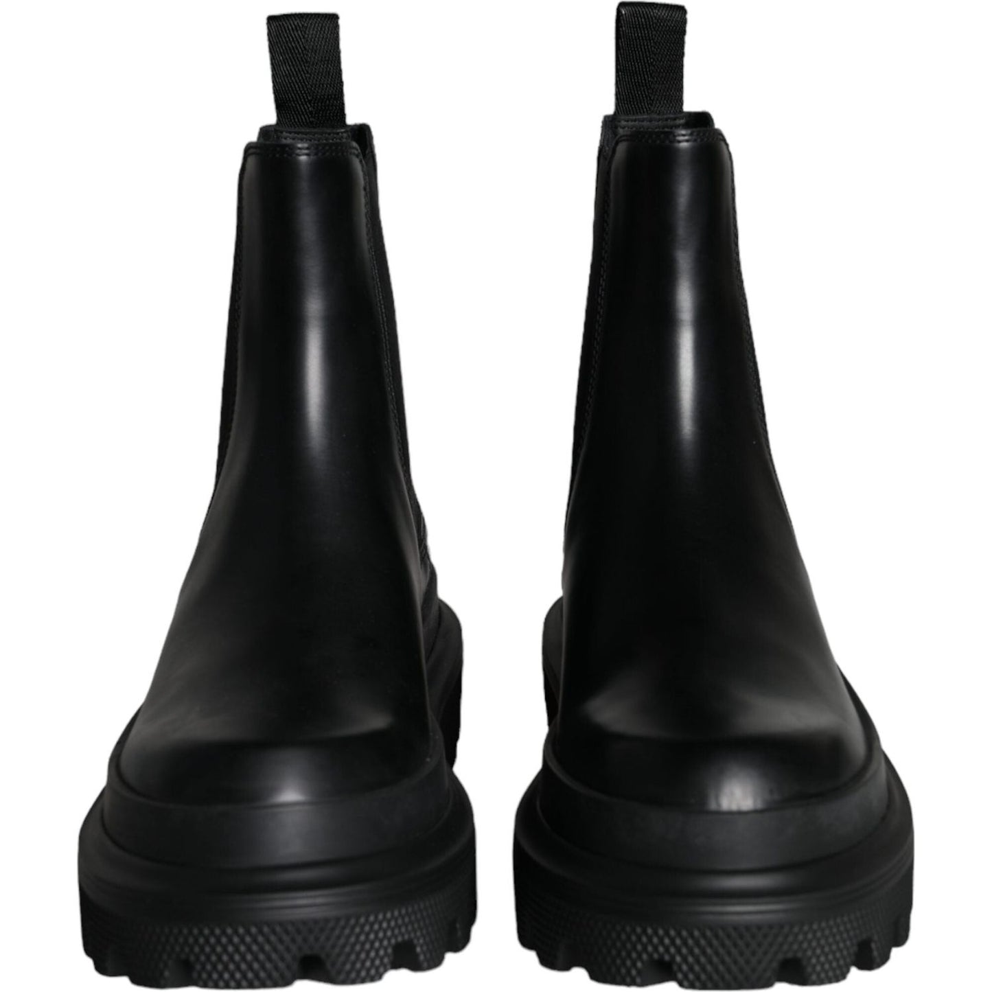 Dolce & Gabbana Black Leather Slip On Stretch Trekking Boots Shoes Dolce & Gabbana Black