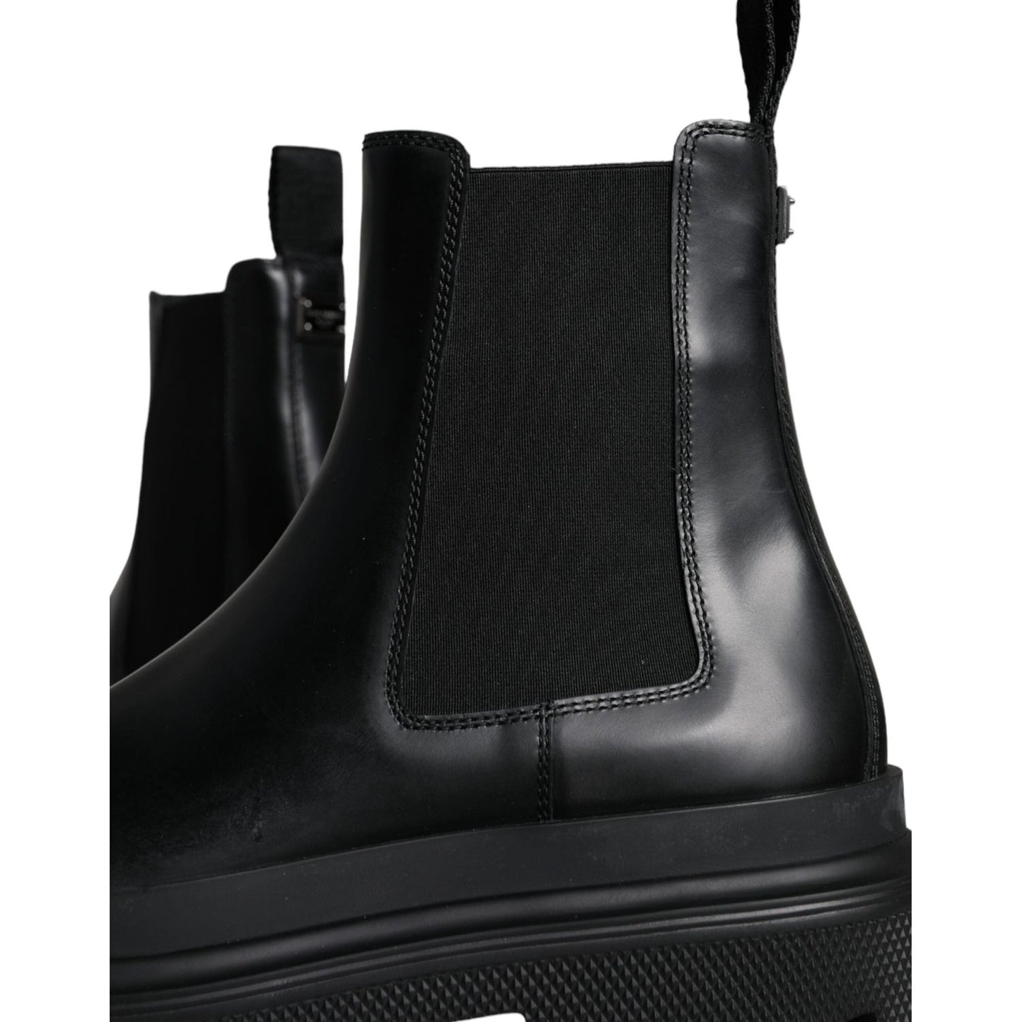Dolce & Gabbana Black Leather Slip On Stretch Trekking Boots Shoes Dolce & Gabbana Black