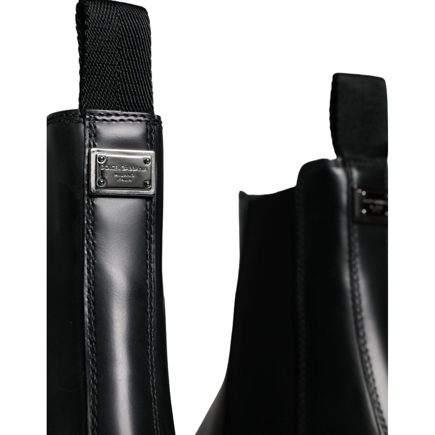 Dolce & Gabbana Black Leather Slip On Stretch Trekking Boots Shoes Dolce & Gabbana Black