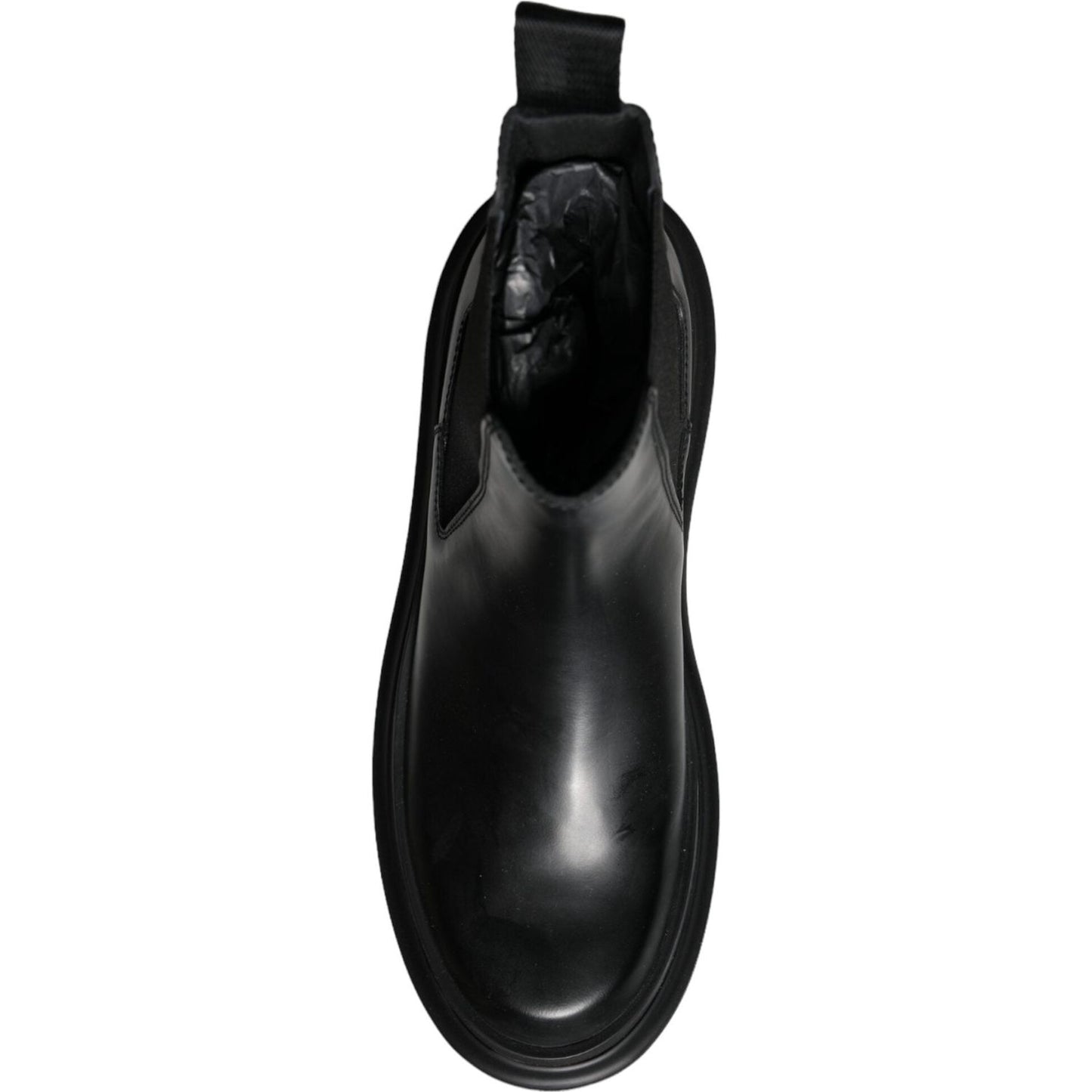 Dolce & Gabbana Black Leather Slip On Stretch Trekking Boots Shoes Dolce & Gabbana Black