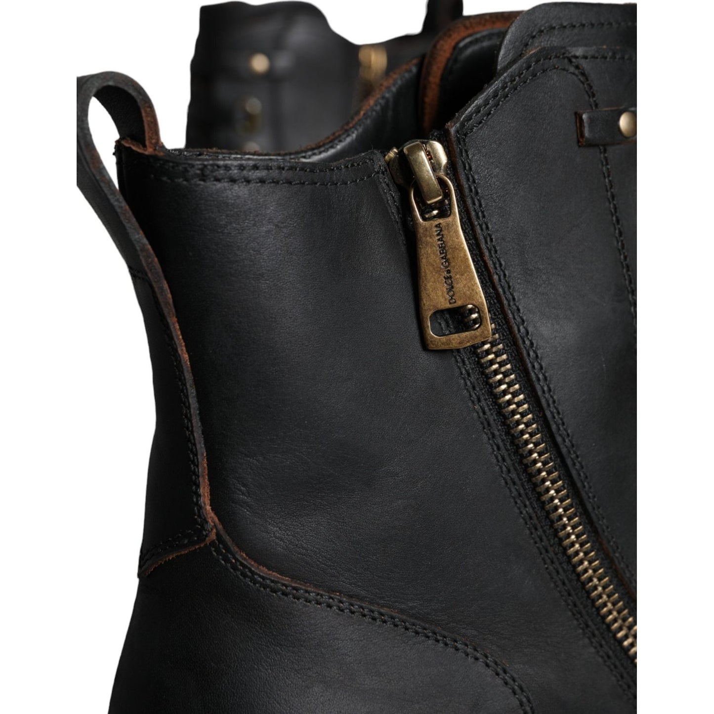 Dolce & Gabbana Black Lace Up Mid Calf Boots Men Shoes Dolce & Gabbana Dark Slate Gray