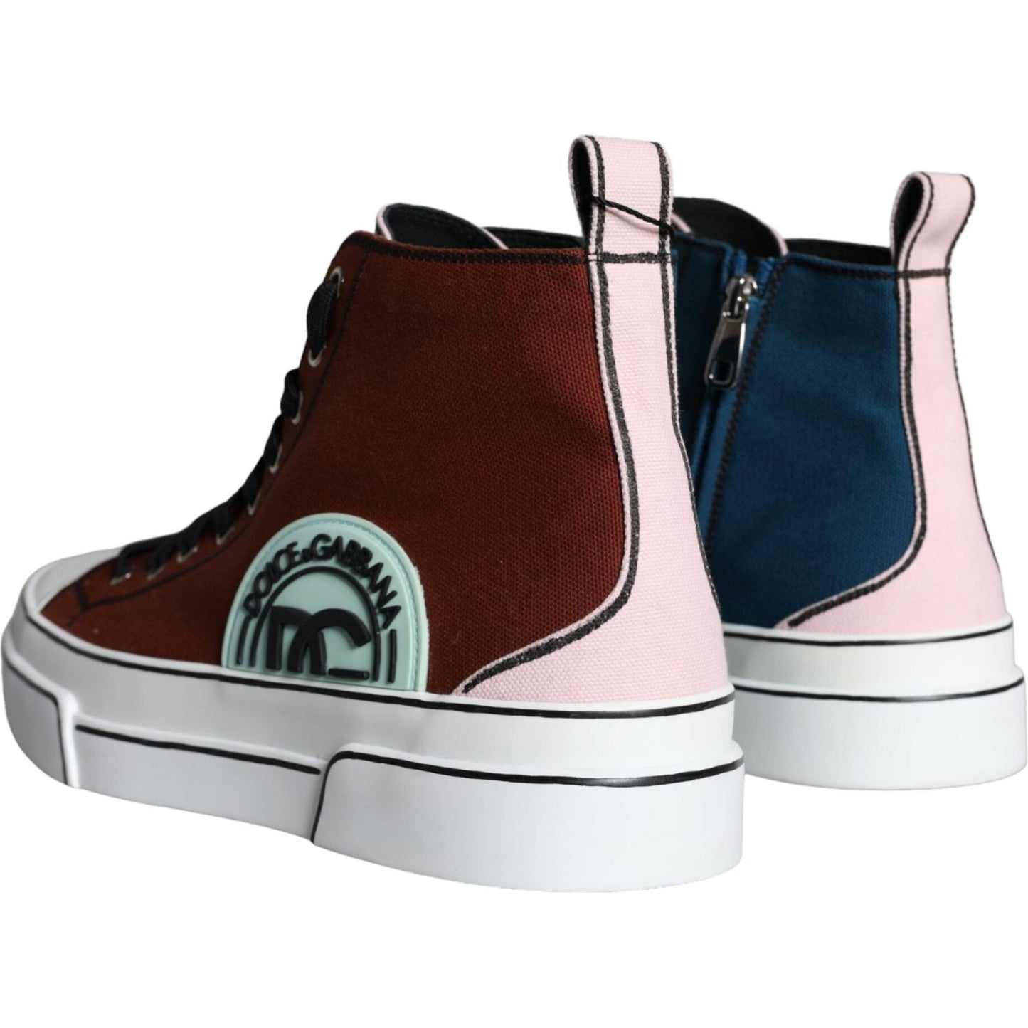 Dolce & Gabbana Multicolor Patchwork High Top Sneaker Shoes Dolce & Gabbana Light Gray