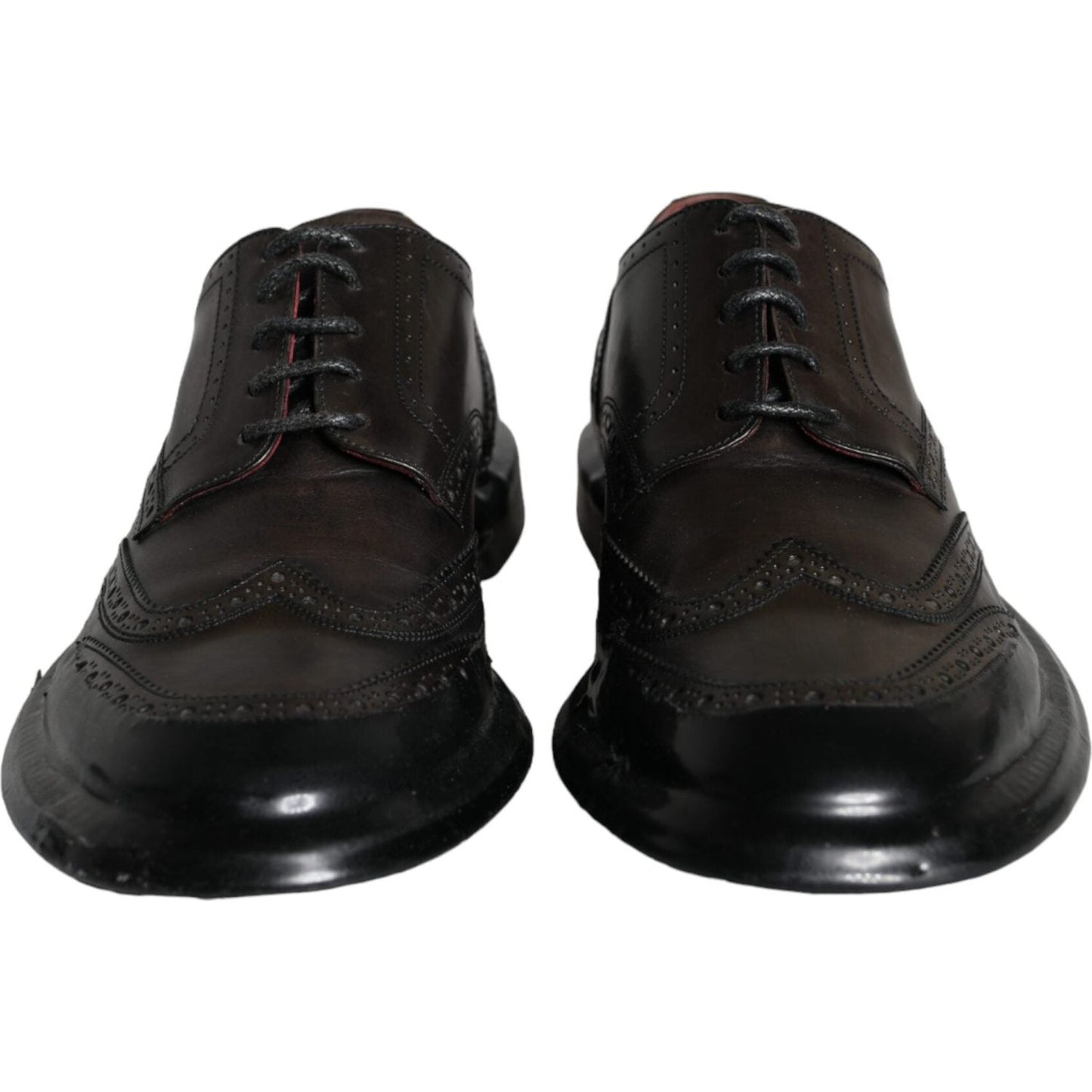 Dolce & Gabbana Black Leather Oxford Wingtip Formal Men Shoes Dolce & Gabbana Black
