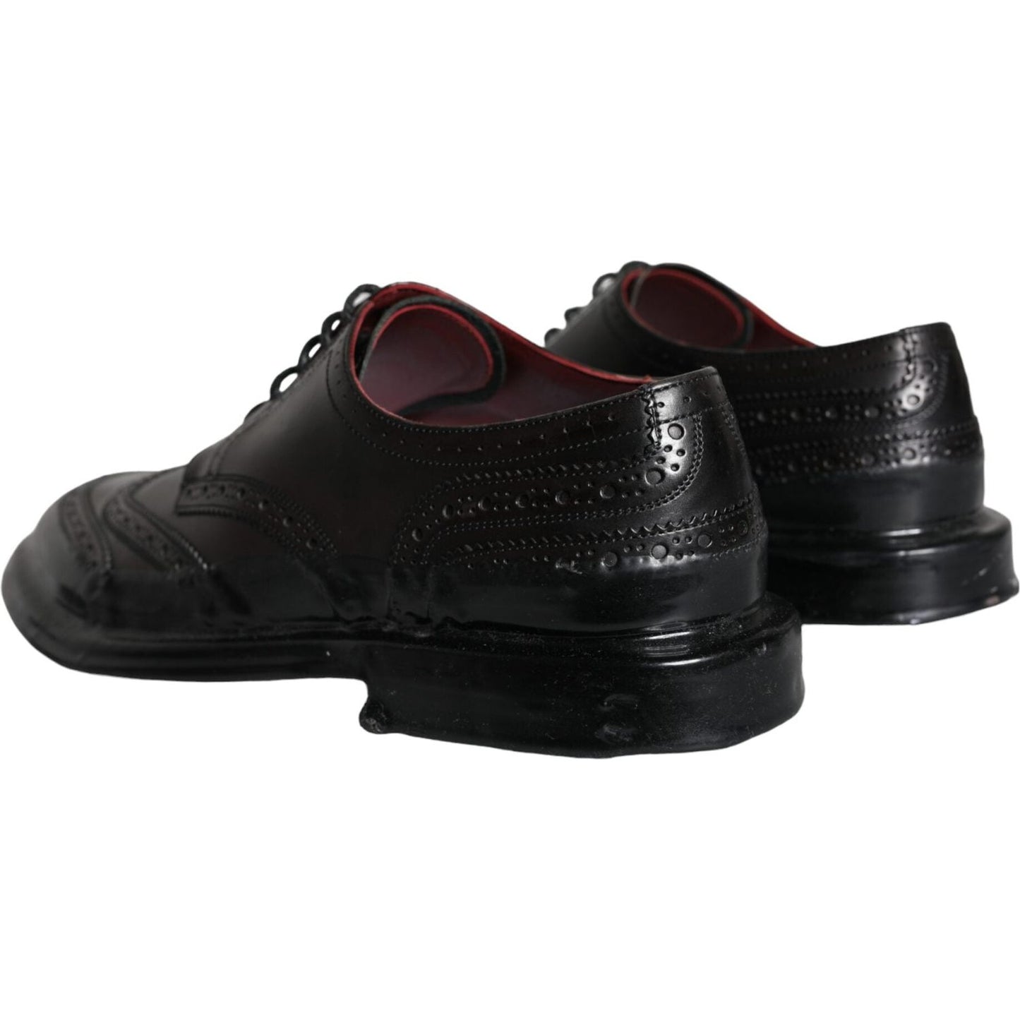 Dolce & Gabbana Black Leather Oxford Wingtip Formal Men Shoes Dolce & Gabbana Black