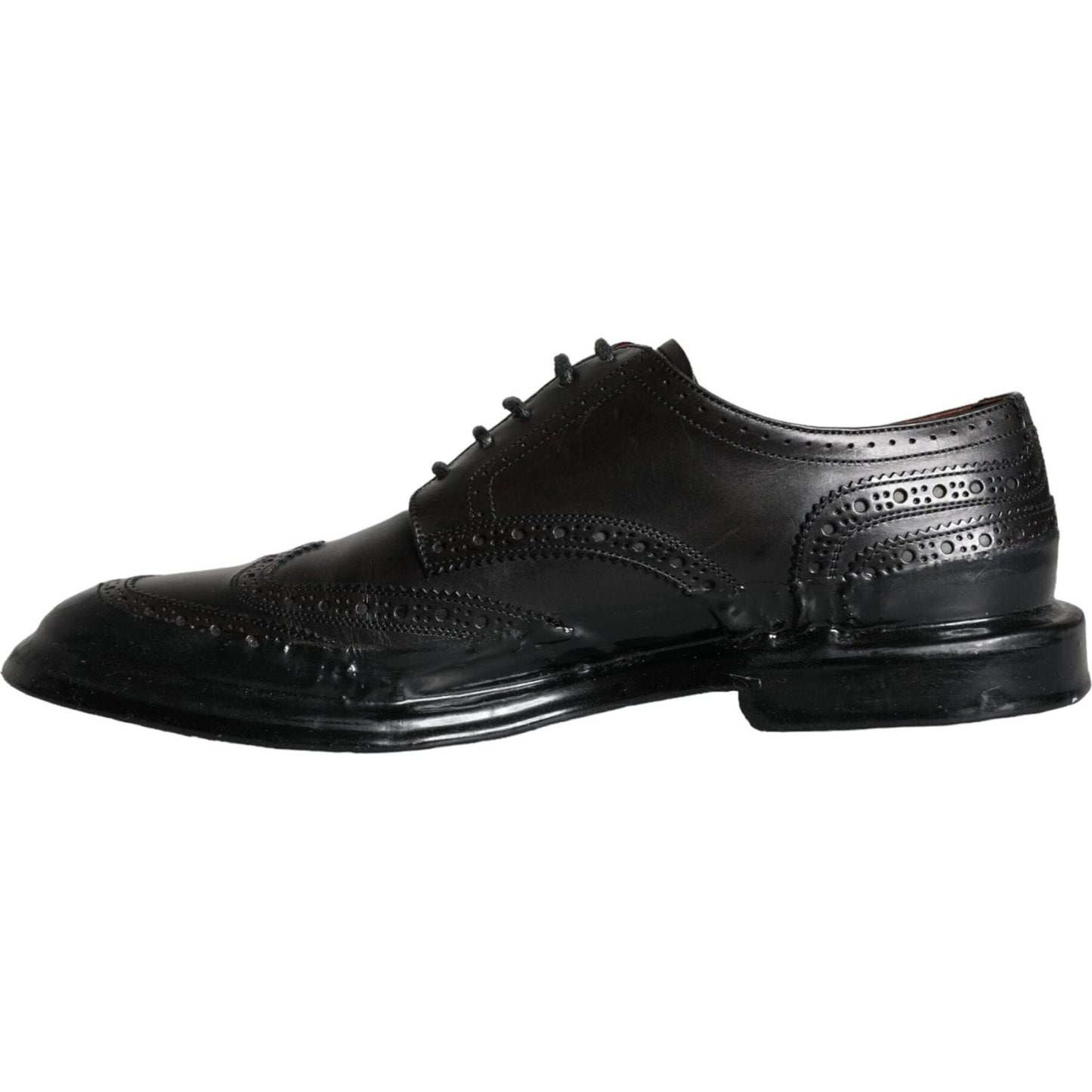 Dolce & Gabbana Black Leather Oxford Wingtip Formal Men Shoes Dolce & Gabbana Black