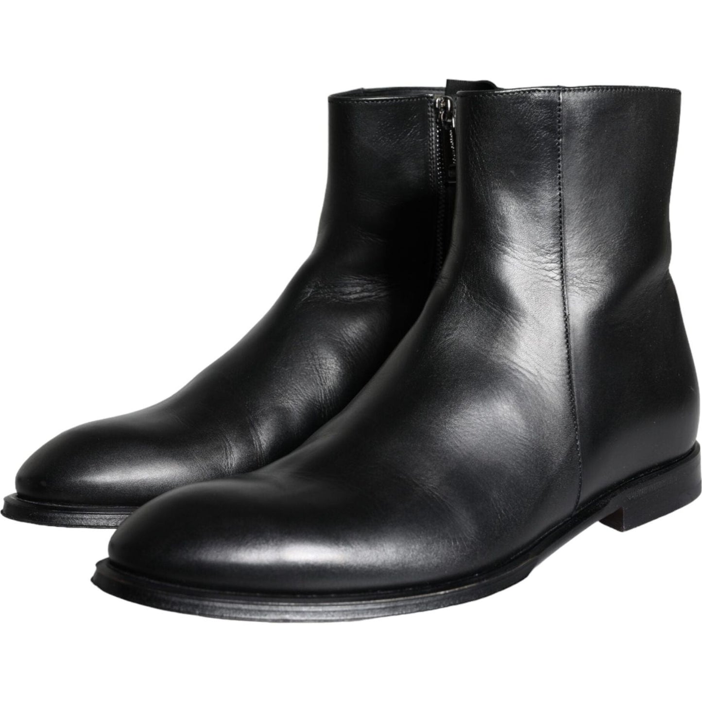Dolce & Gabbana Black Calf Leather Men Ankle Boots Men Shoes Dolce & Gabbana Dark Slate Gray