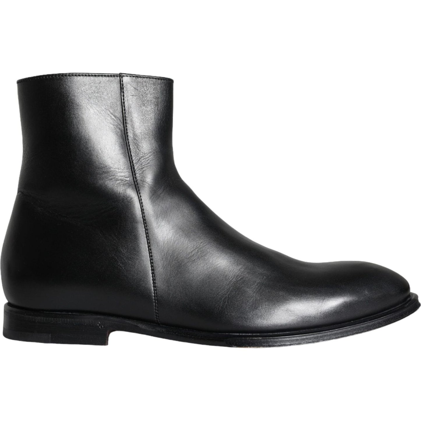 Dolce & Gabbana Black Calf Leather Men Ankle Boots Men Shoes Dolce & Gabbana Dark Slate Gray