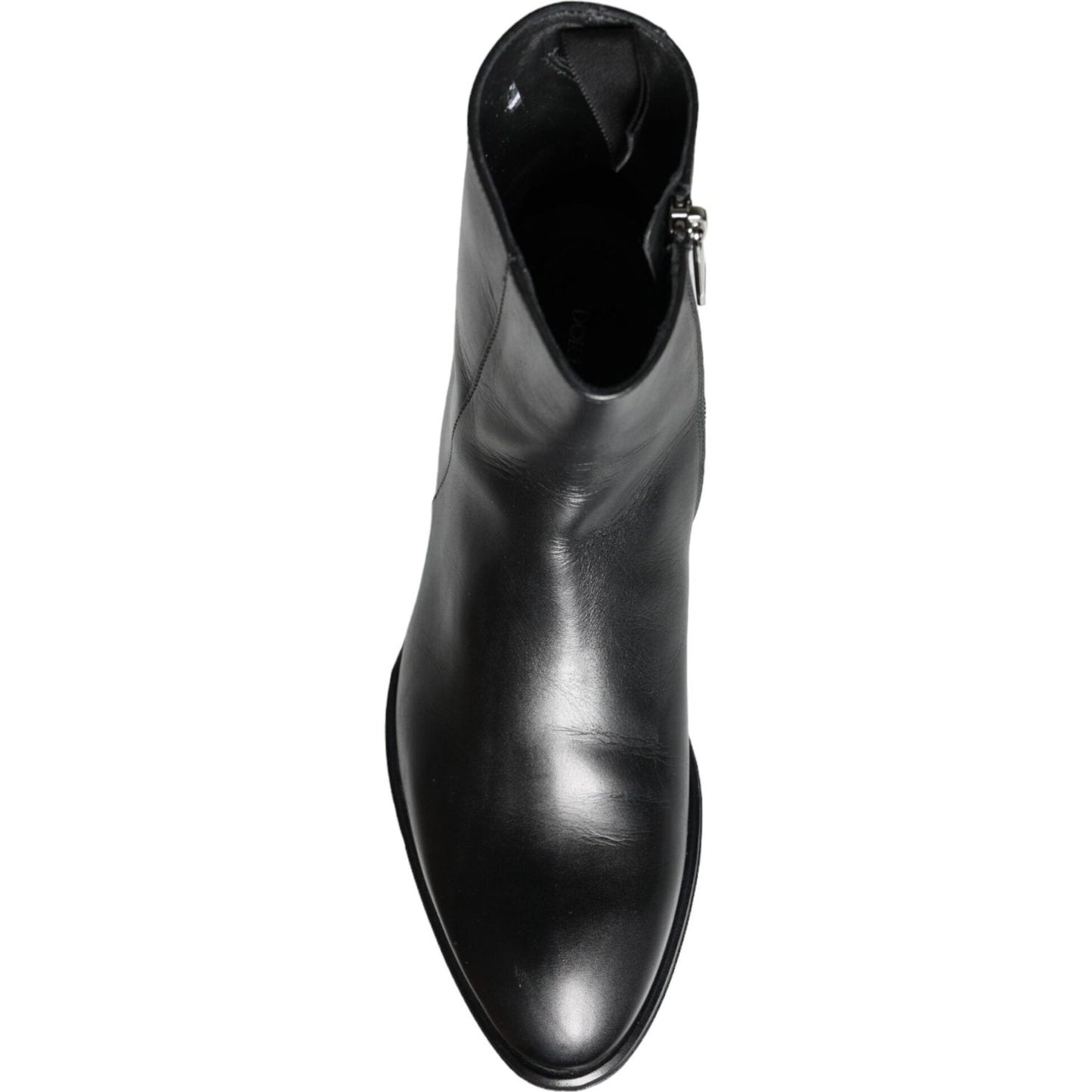 Dolce & Gabbana Black Calf Leather Men Ankle Boots Men Shoes Dolce & Gabbana Dark Slate Gray