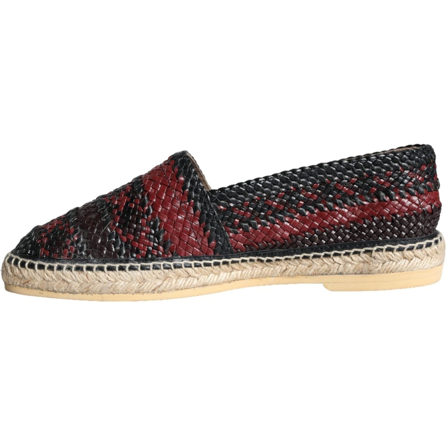 Dolce & Gabbana Black Maroon Woven Leather Buffalo Men Espadrille Shoes Dolce & Gabbana Dark Slate Gray