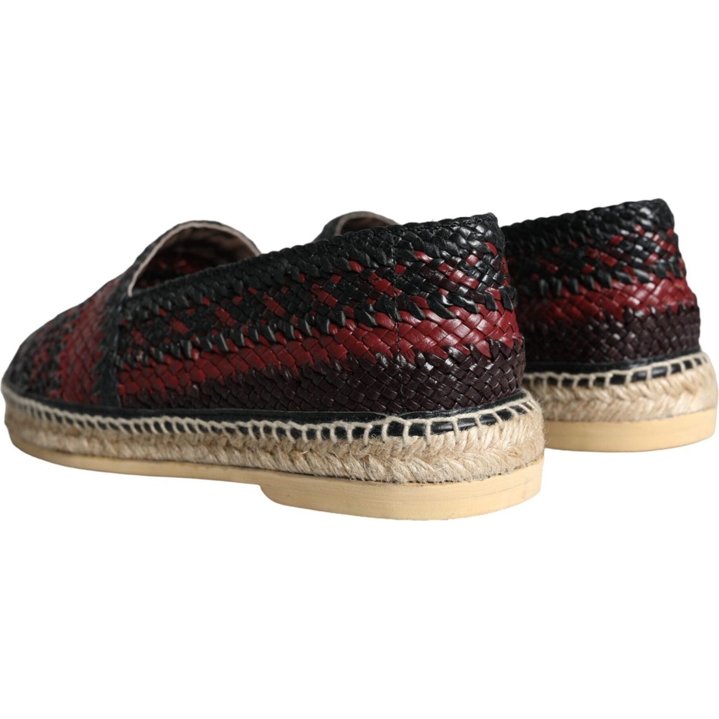 Dolce & Gabbana Black Maroon Woven Leather Buffalo Men Espadrille Shoes Dolce & Gabbana Tan