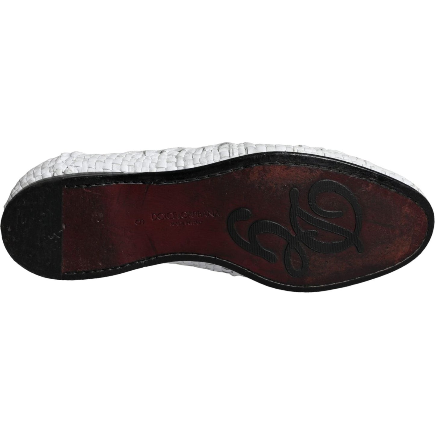 Dolce & Gabbana White Woven Leather Slip On Loafers Men Shoes Dolce & Gabbana Black