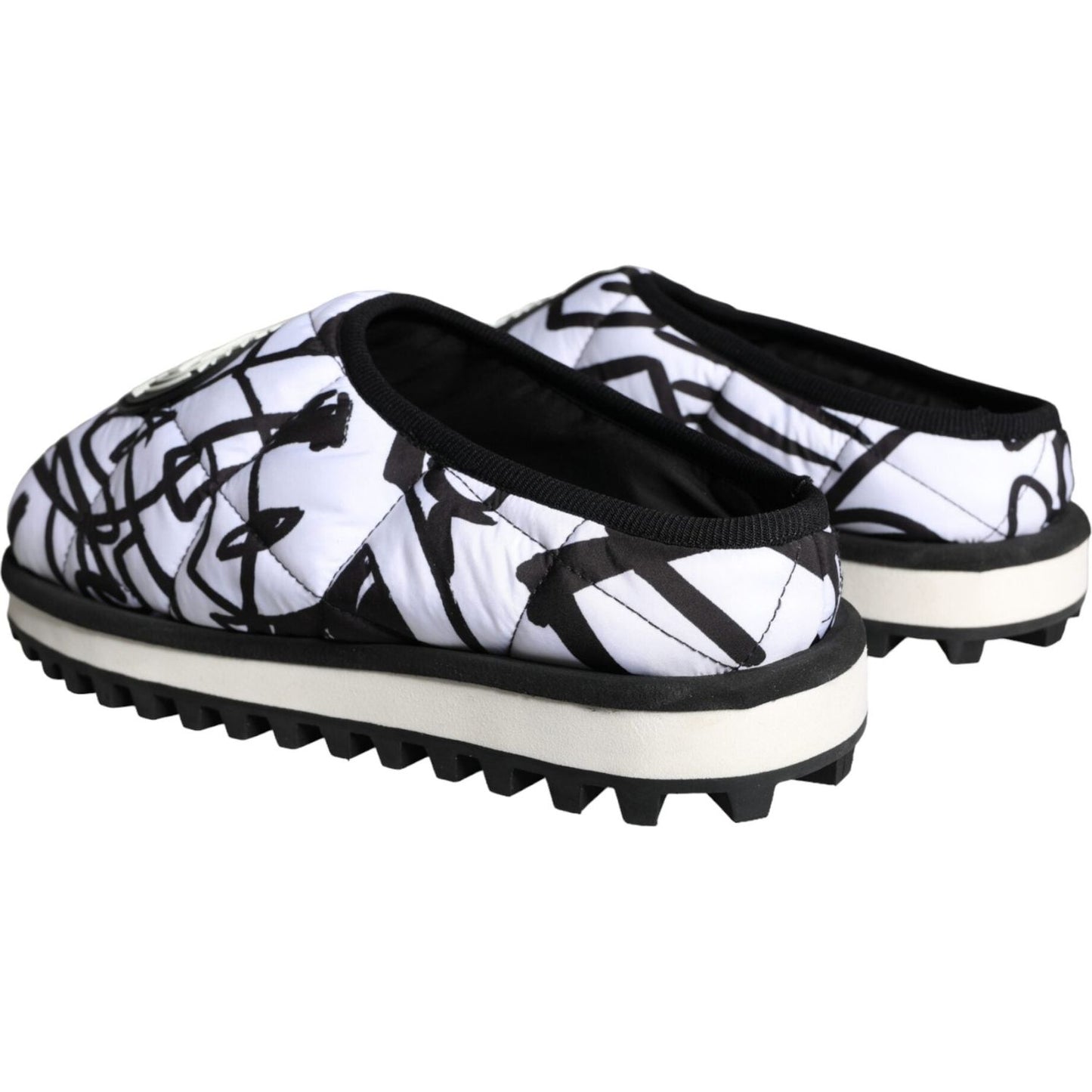 Dolce & Gabbana Black White Quilted Logo Sandals Slides Shoes Dolce & Gabbana Black