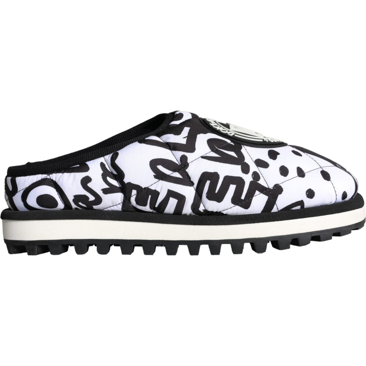 Dolce & Gabbana Black White Quilted Logo Sandals Slides Shoes Dolce & Gabbana Lavender