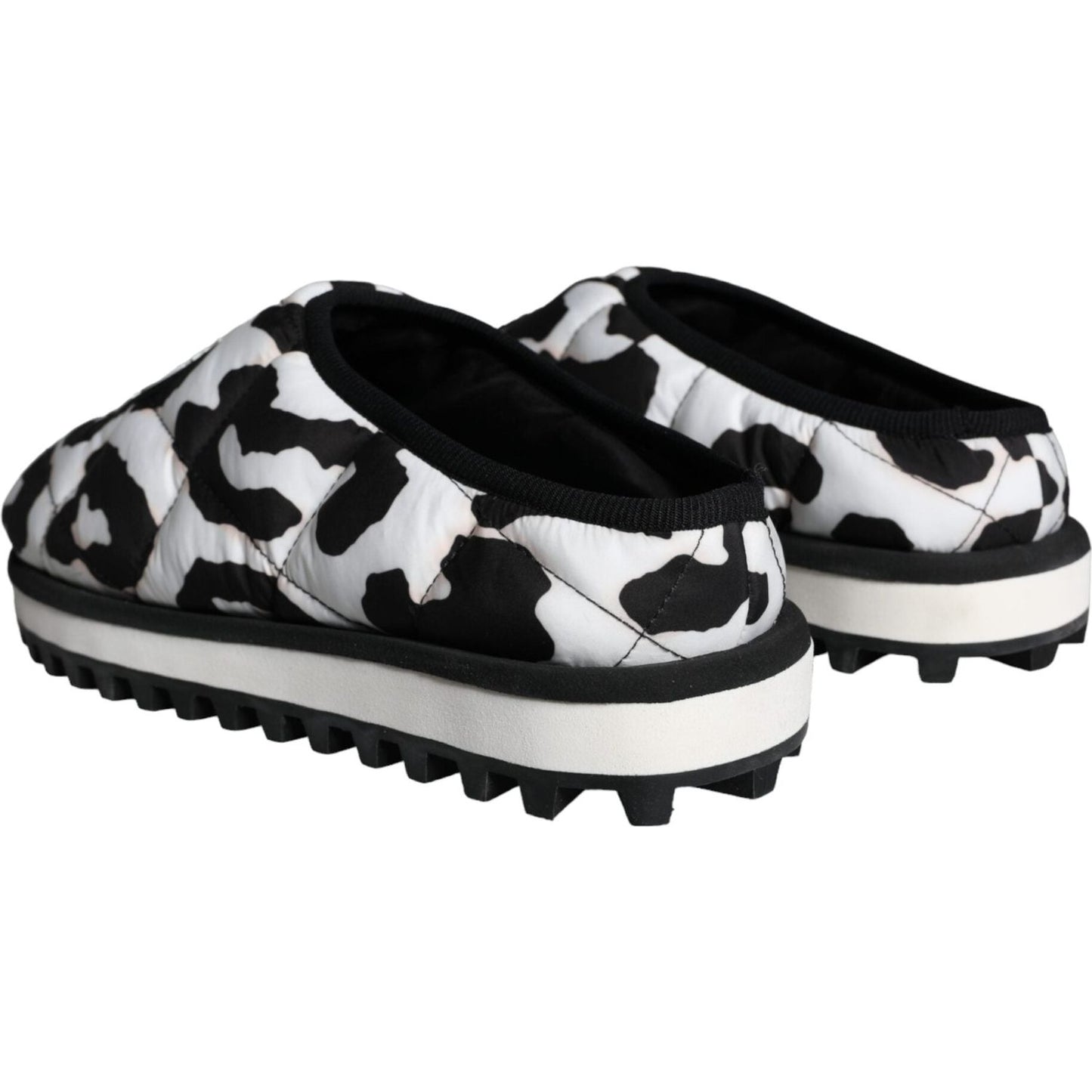 Dolce & Gabbana Black White Quilted Logo Sandals Slides Shoes Dolce & Gabbana Black