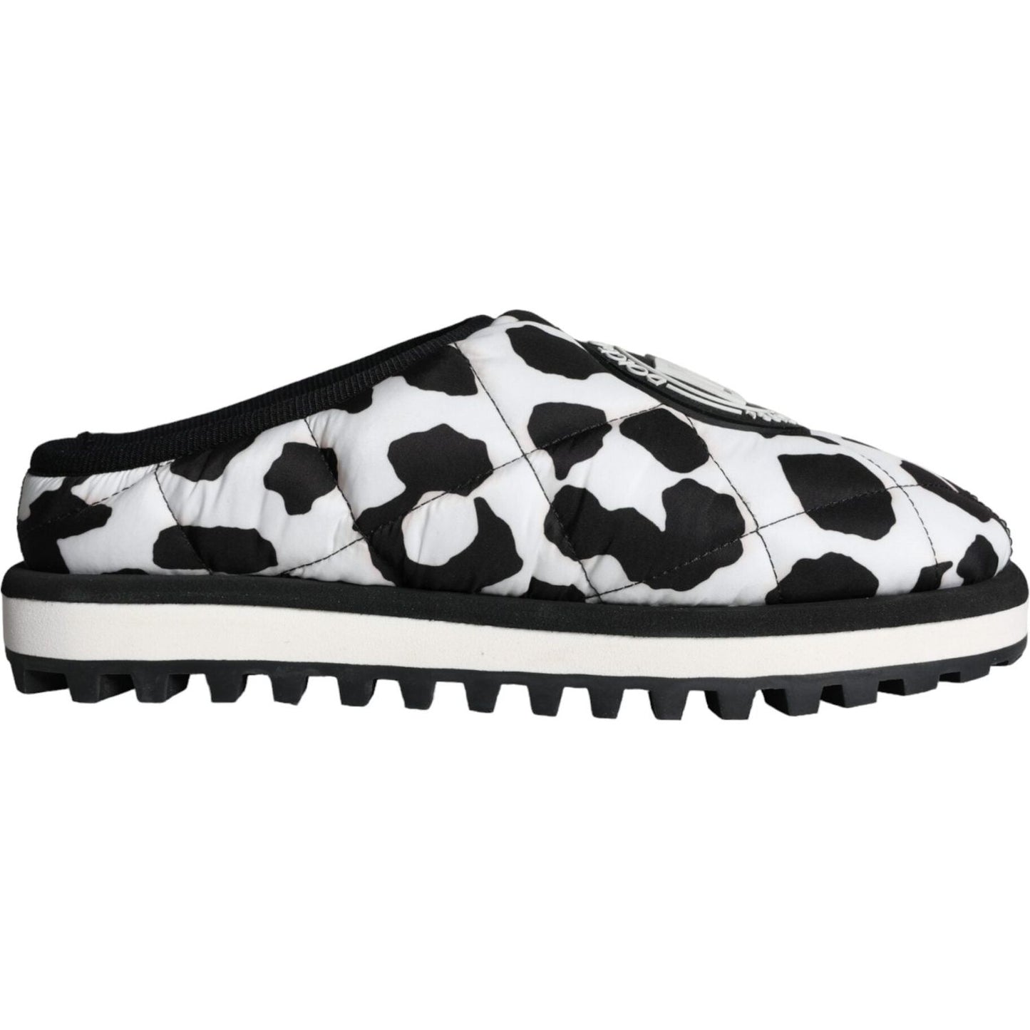 Dolce & Gabbana Black White Quilted Logo Sandals Slides Shoes Dolce & Gabbana Dark Slate Gray