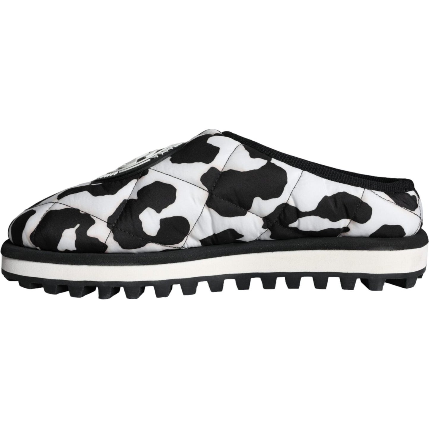 Dolce & Gabbana Black White Quilted Logo Sandals Slides Shoes Dolce & Gabbana Dark Slate Gray