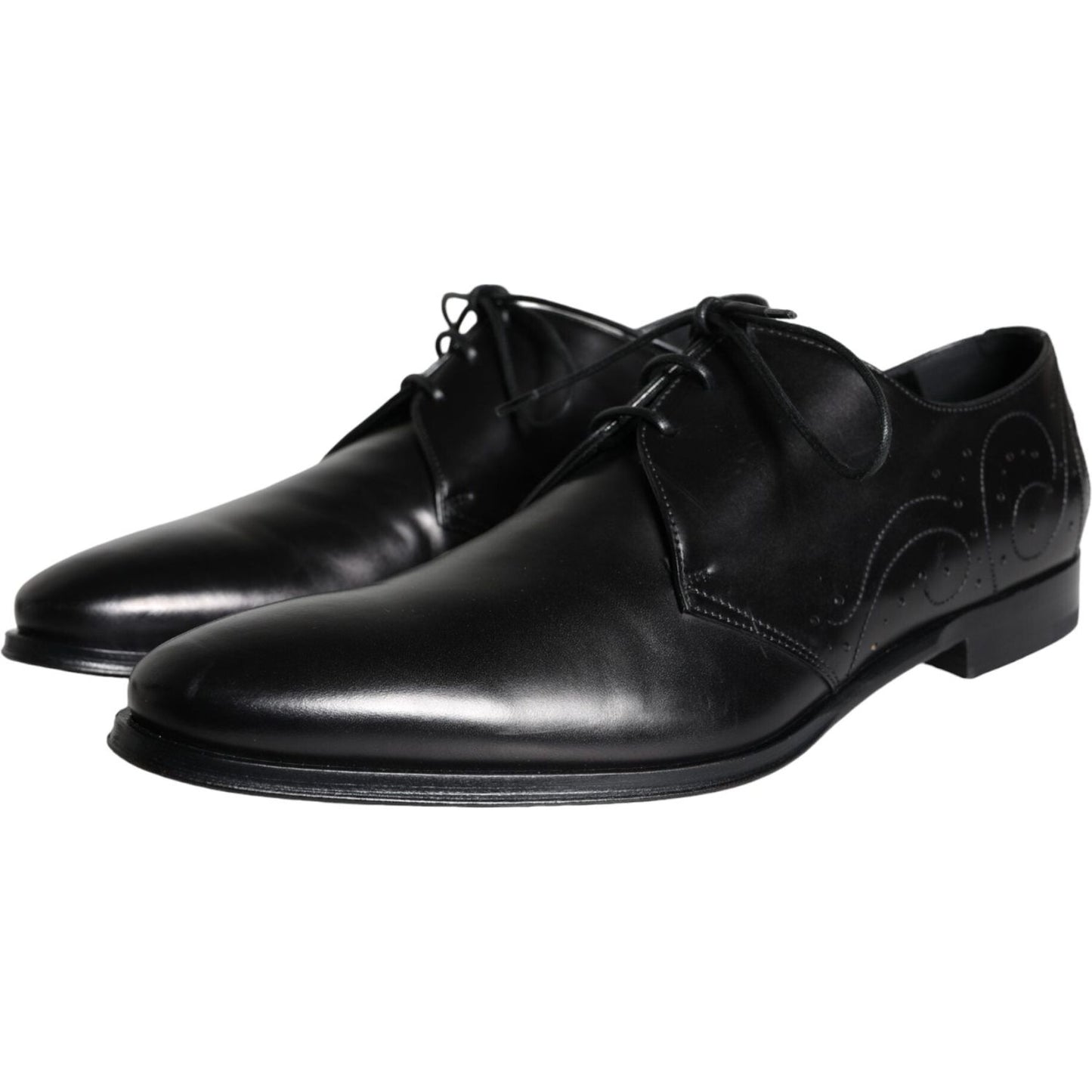 Dolce & Gabbana Black Calfskin Leather Derby Men Dress Shoes Dolce & Gabbana Black