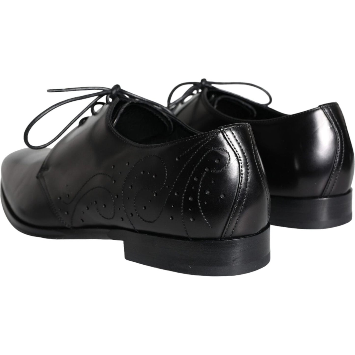 Dolce & Gabbana Black Calfskin Leather Derby Men Dress Shoes Dolce & Gabbana Black