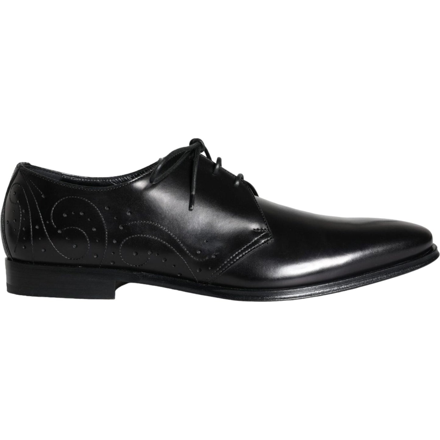 Dolce & Gabbana Black Calfskin Leather Derby Men Dress Shoes Dolce & Gabbana Black