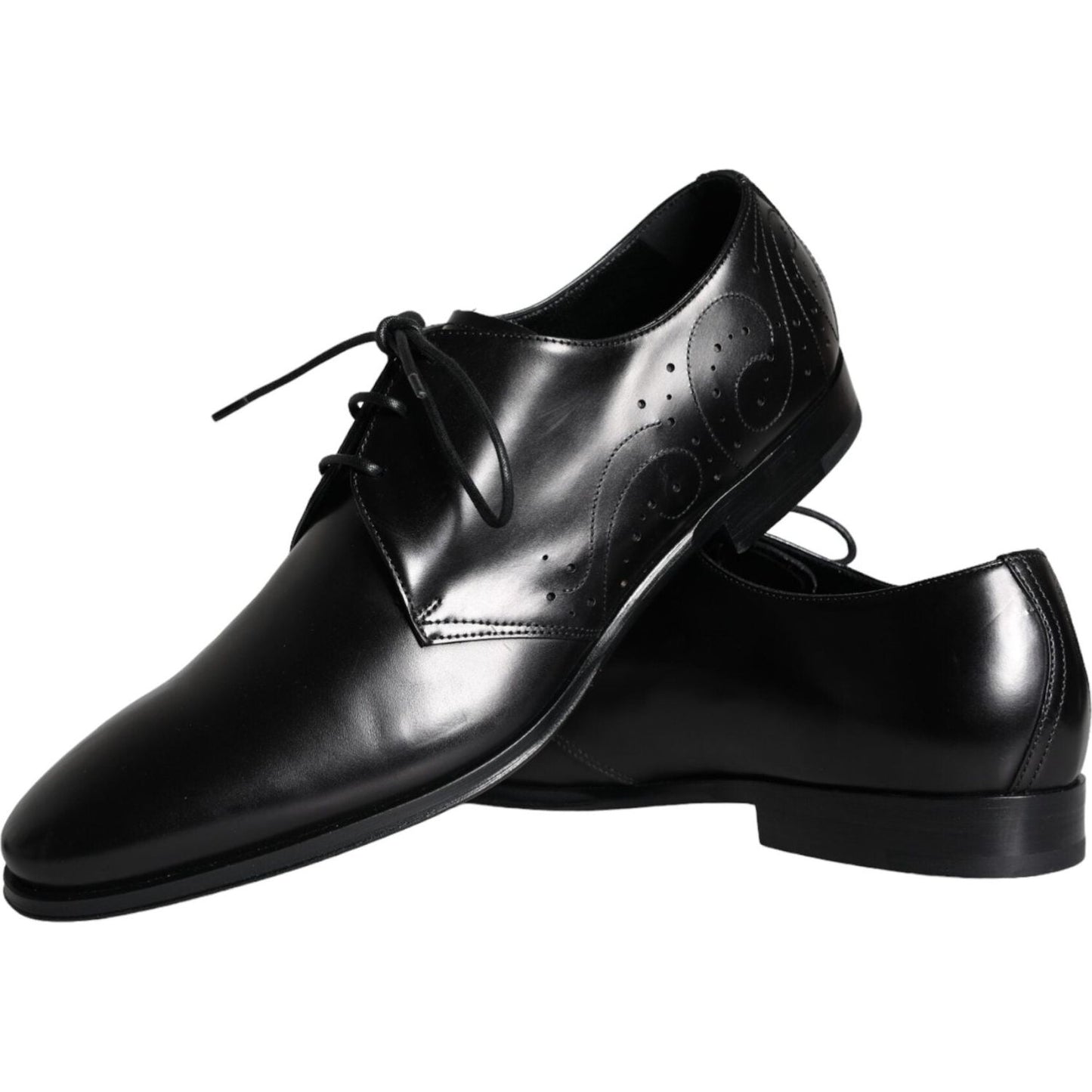 Dolce & Gabbana Black Calfskin Leather Derby Men Dress Shoes Dolce & Gabbana Black